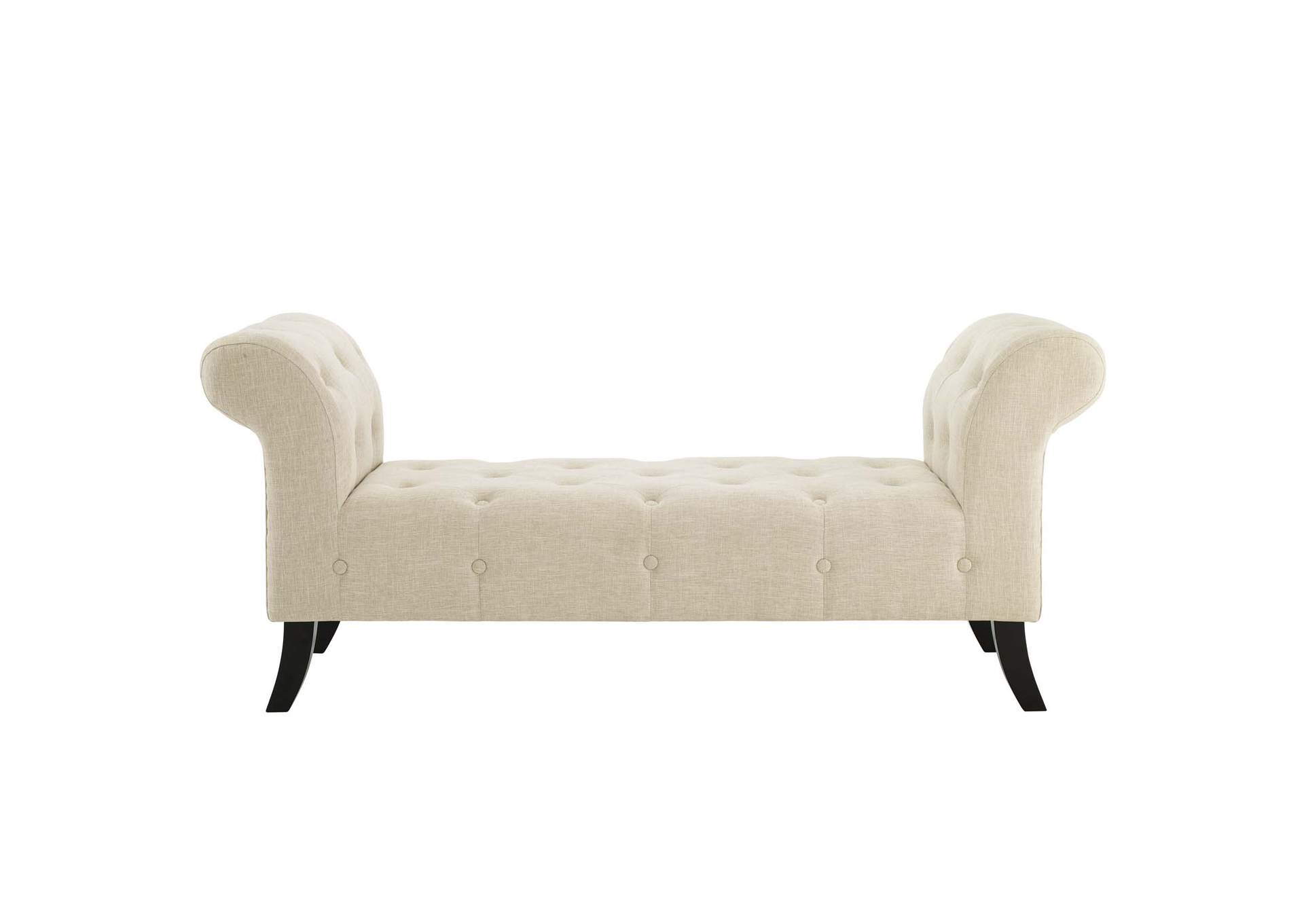 Beige Evince Button Tufted Accent Upholstered Fabric Bench,Modway
