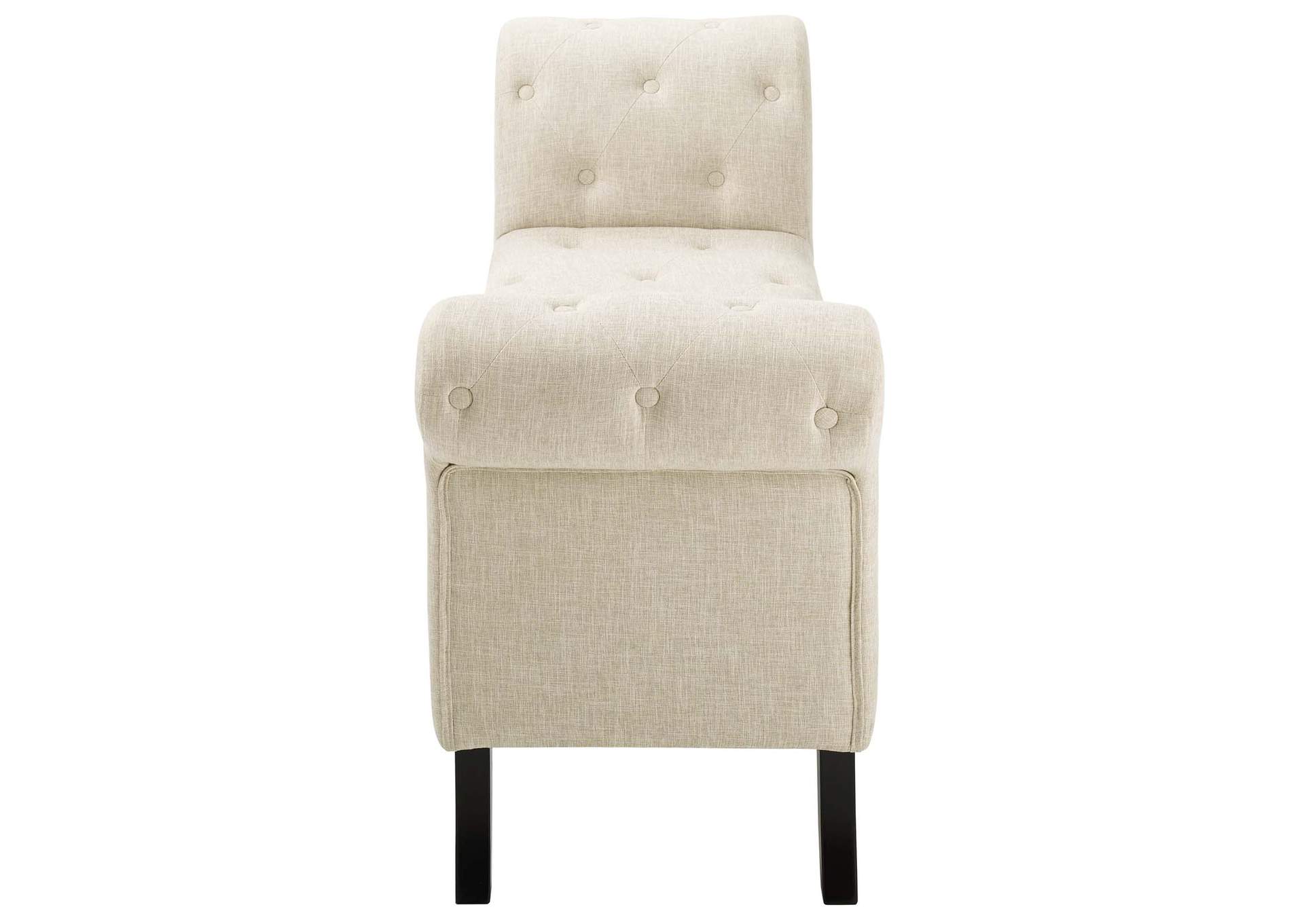 Beige Evince Button Tufted Accent Upholstered Fabric Bench,Modway