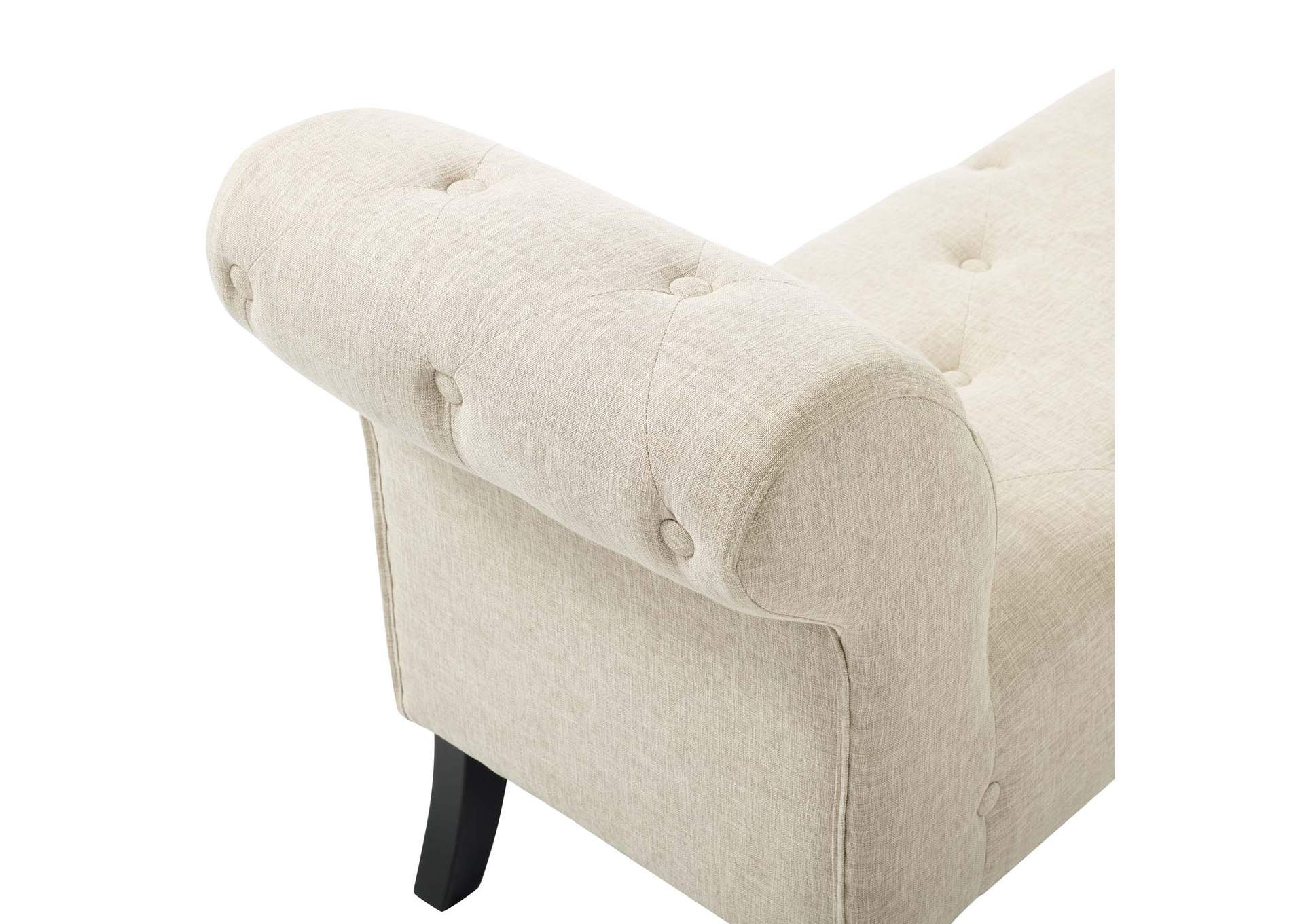 Beige Evince Button Tufted Accent Upholstered Fabric Bench,Modway
