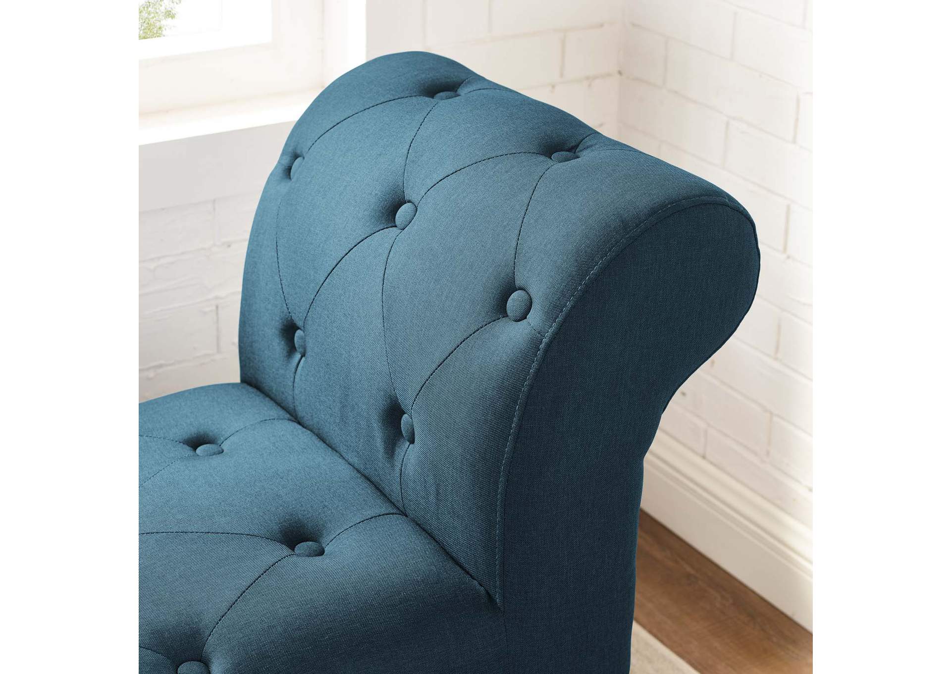 Blue Evince Button Tufted Accent Upholstered Fabric Bench,Modway