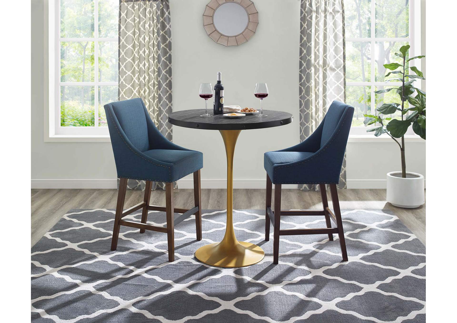 Black Gold Drive Wood Bar Table,Modway