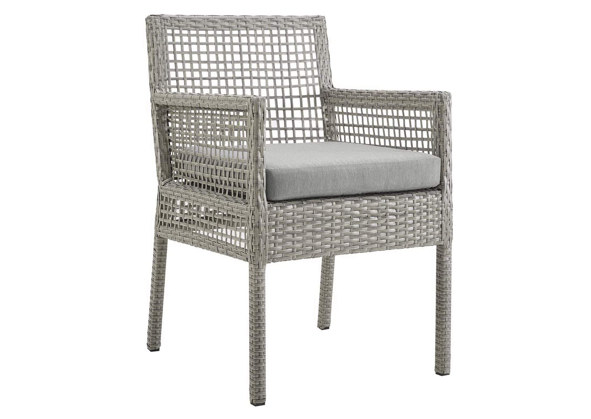 Gray Gray Aura Arm Dining Chair Outdoor Patio Wicker Rattan [Set of 4],Modway