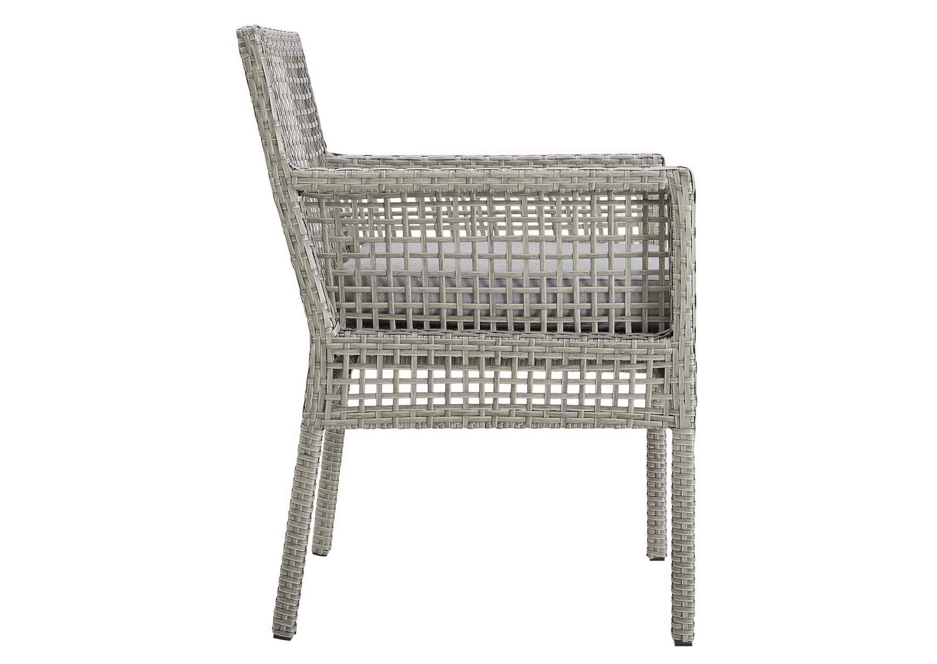 Gray Gray Aura Arm Dining Chair Outdoor Patio Wicker Rattan [Set of 4],Modway