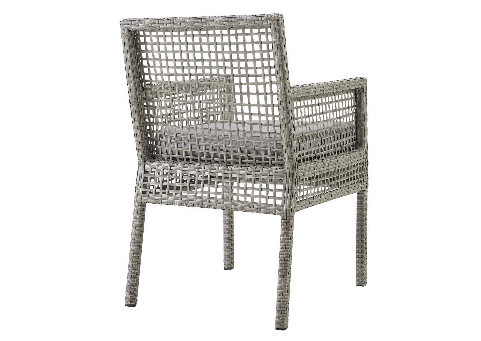 Gray Gray Aura Arm Dining Chair Outdoor Patio Wicker Rattan [Set of 4],Modway