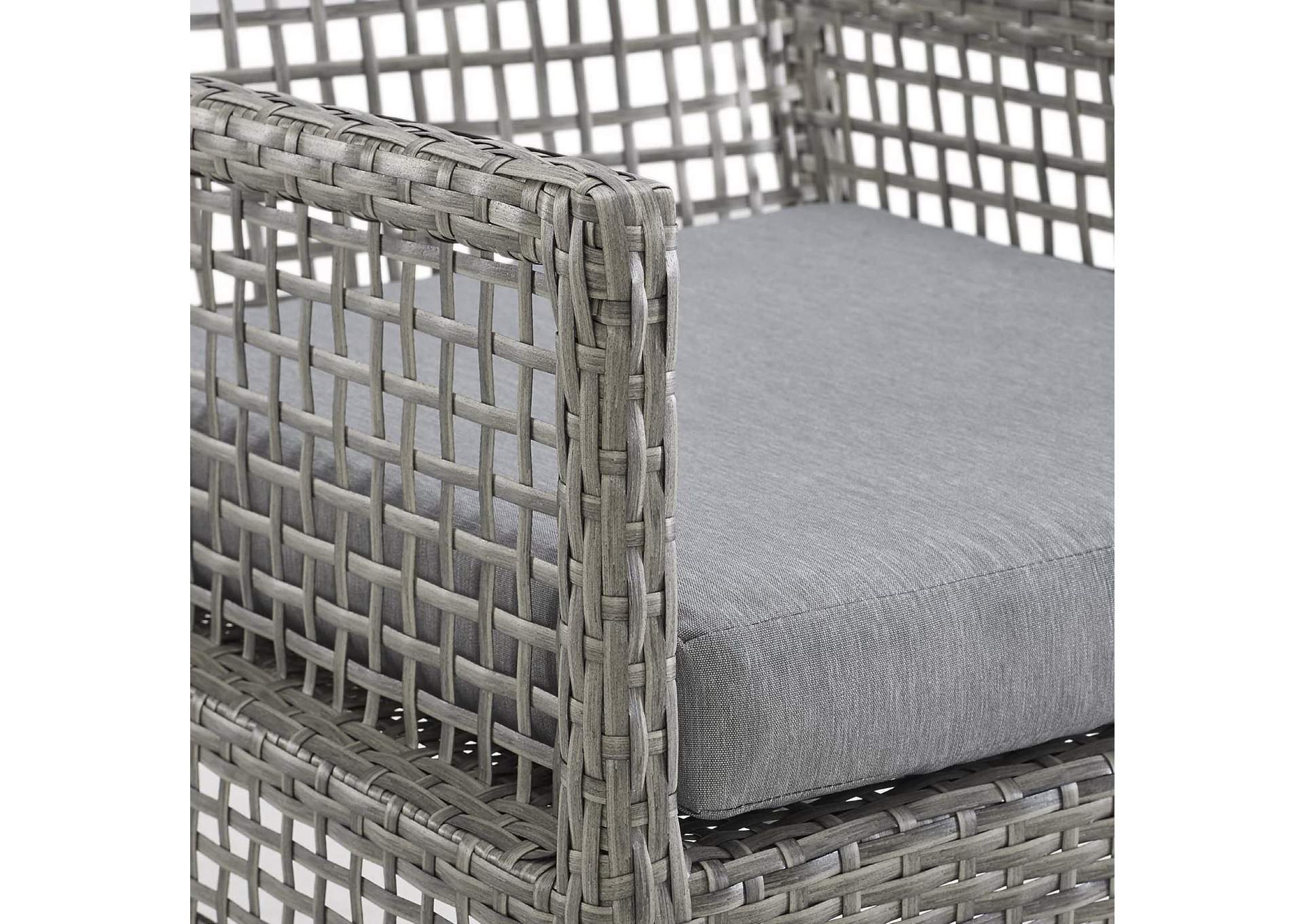 Gray Gray Aura Arm Dining Chair Outdoor Patio Wicker Rattan [Set of 4],Modway