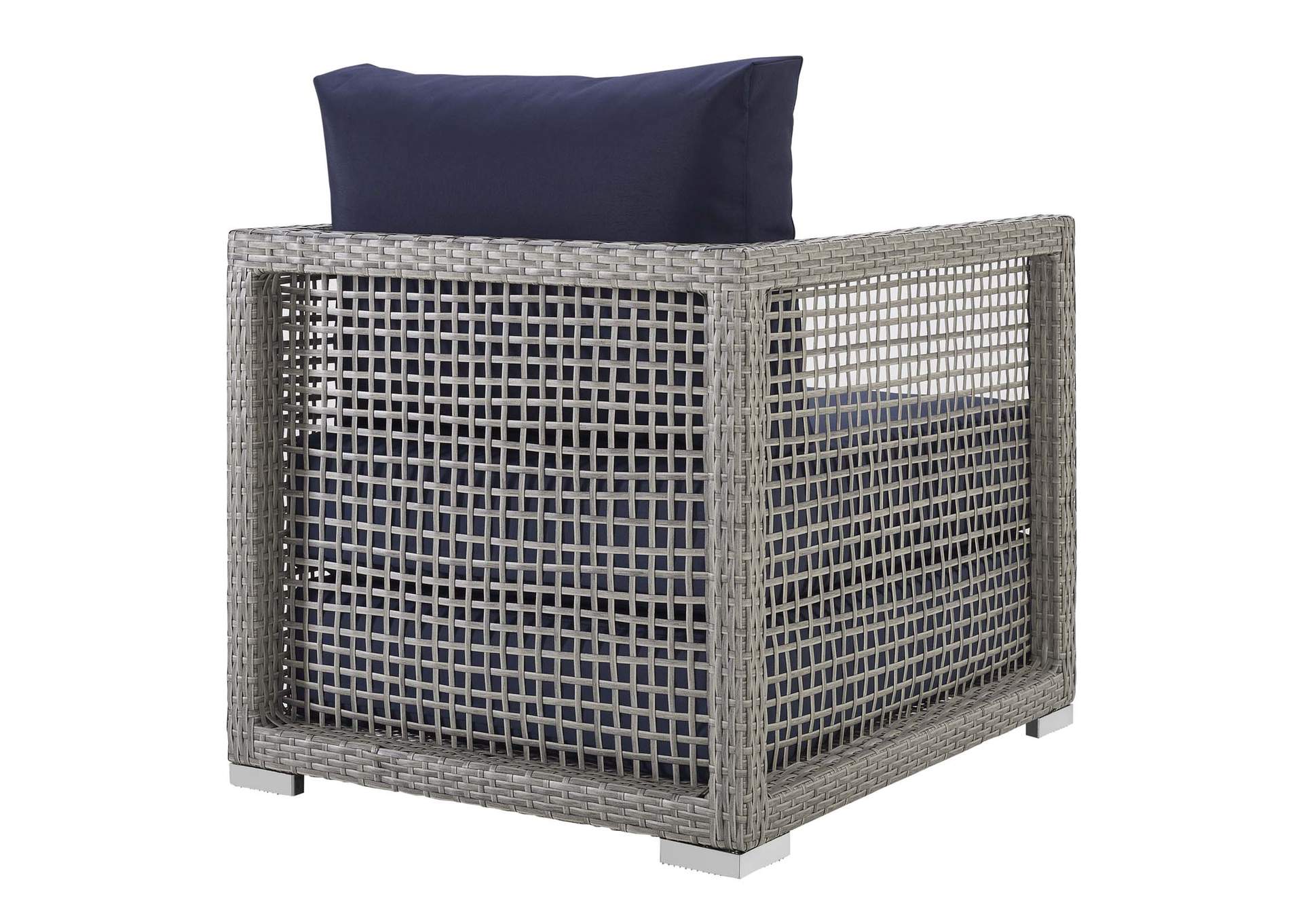 Gray Navy Aura 3 Piece Outdoor Patio Wicker Rattan Set,Modway