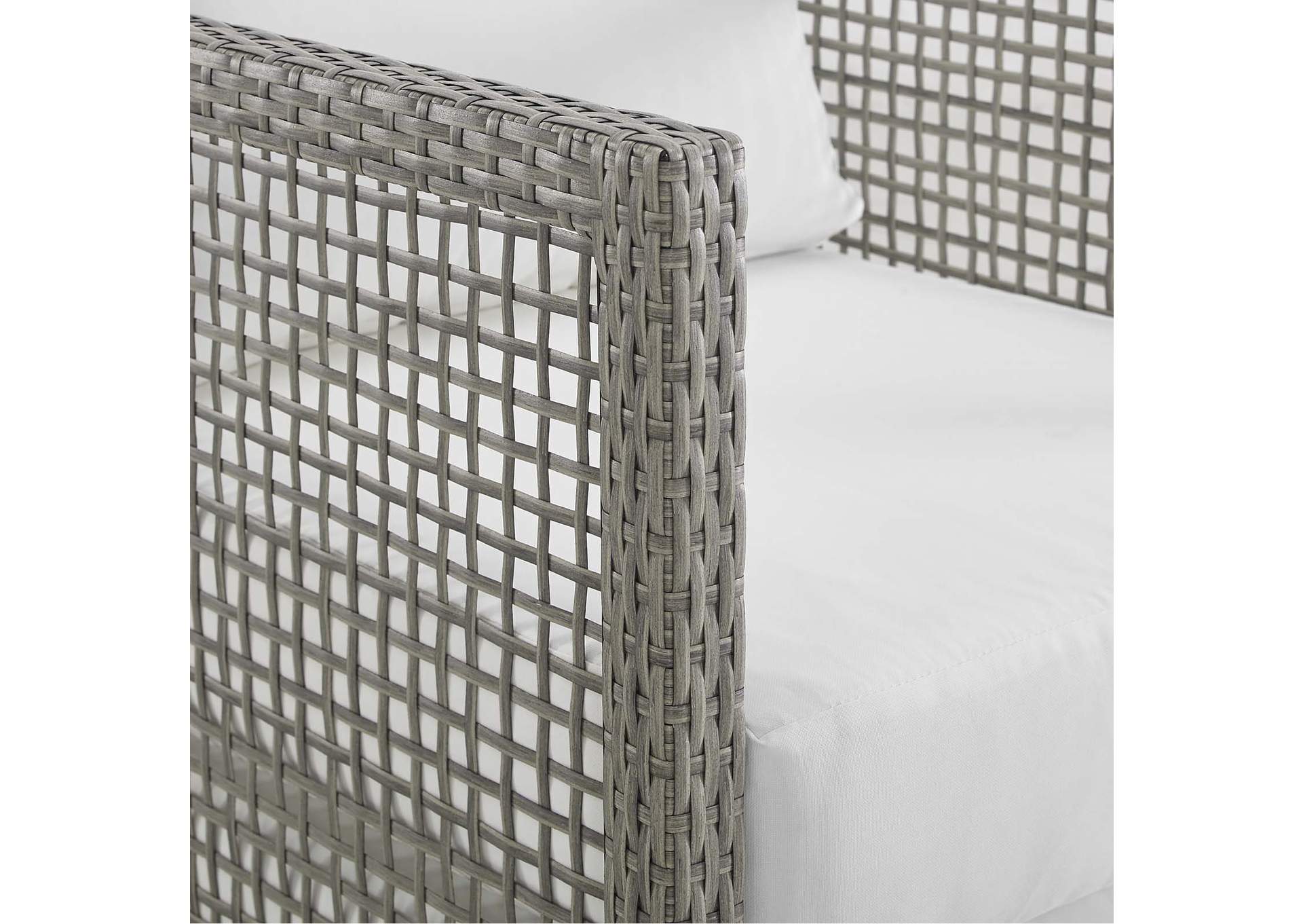 Gray White Aura 3 Piece Outdoor Patio Wicker Rattan Set,Modway