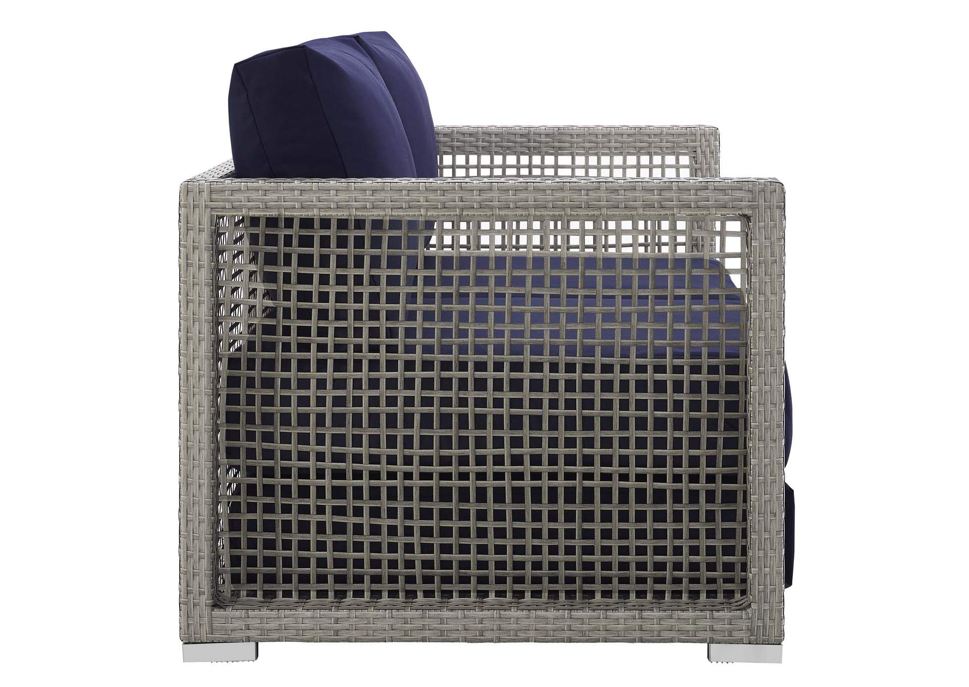 Gray Navy Aura 3 Piece Outdoor Patio Wicker Rattan Set,Modway