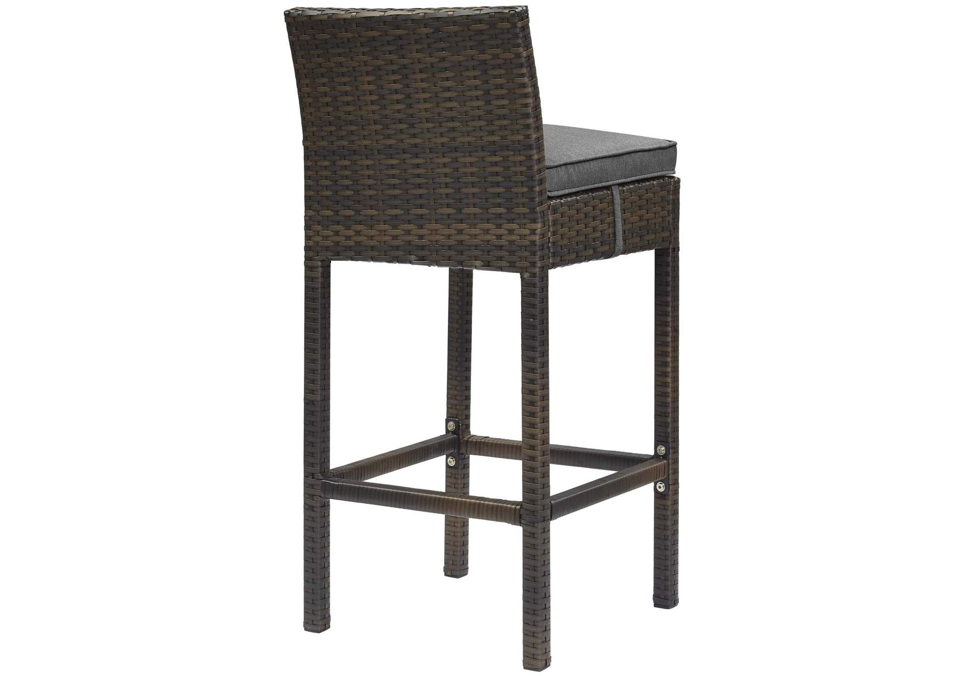 Brown Charcoal Conduit Bar Stool Outdoor Patio Wicker Rattan [Set of 4],Modway