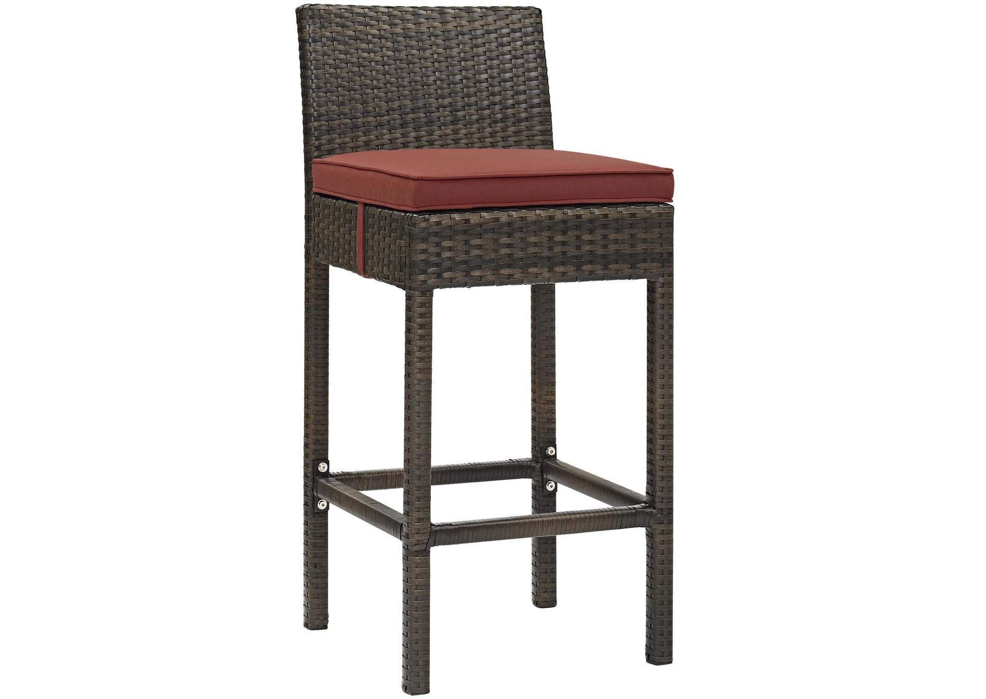 Brown Currant Conduit Bar Stool Outdoor Patio Wicker Rattan [Set of 4],Modway