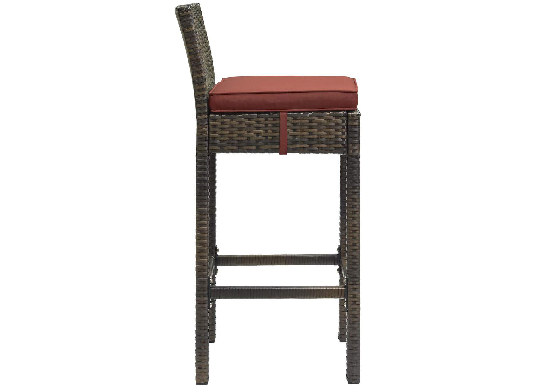 Brown Currant Conduit Bar Stool Outdoor Patio Wicker Rattan [Set of 4],Modway