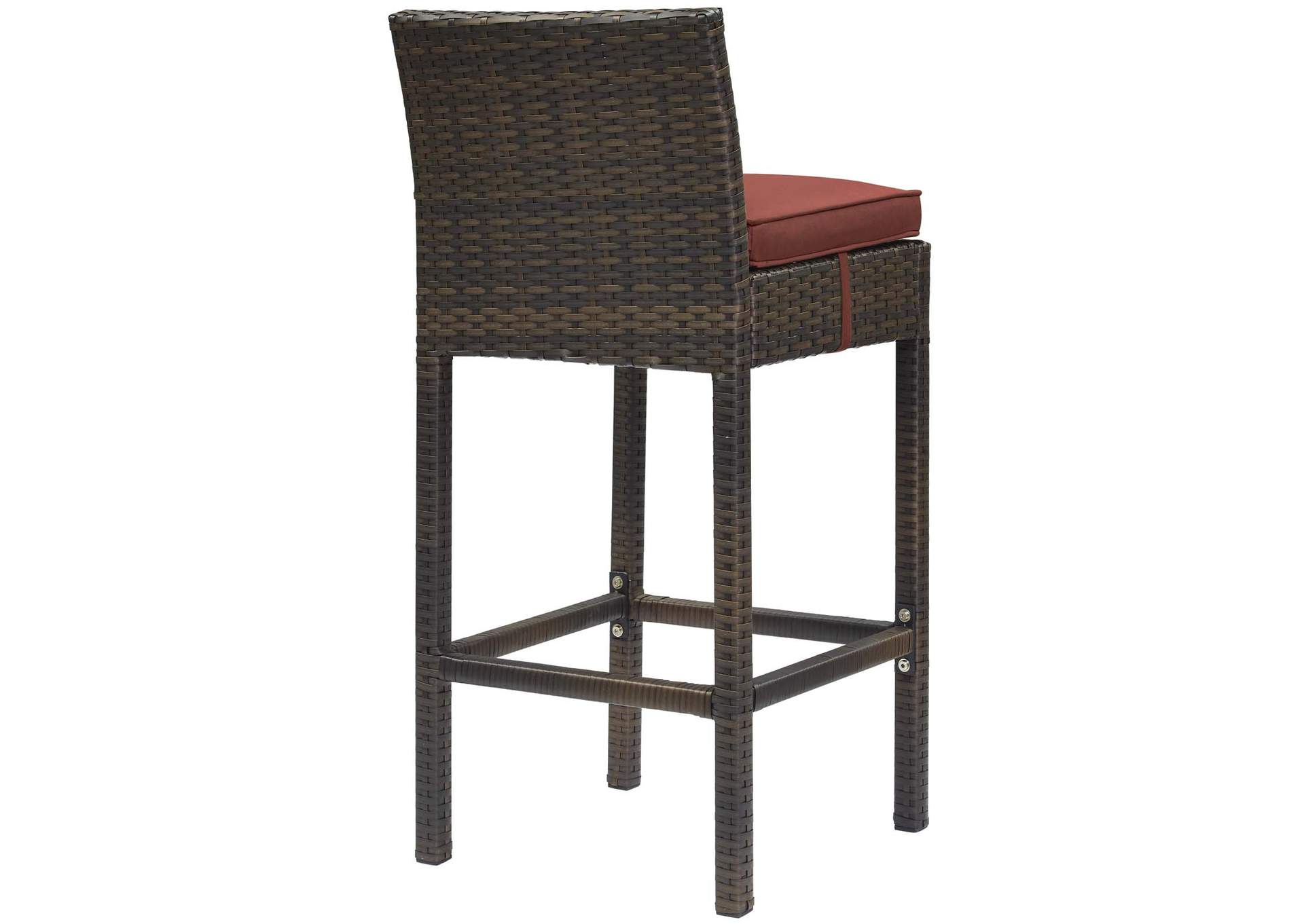 Brown Currant Conduit Bar Stool Outdoor Patio Wicker Rattan [Set of 4],Modway