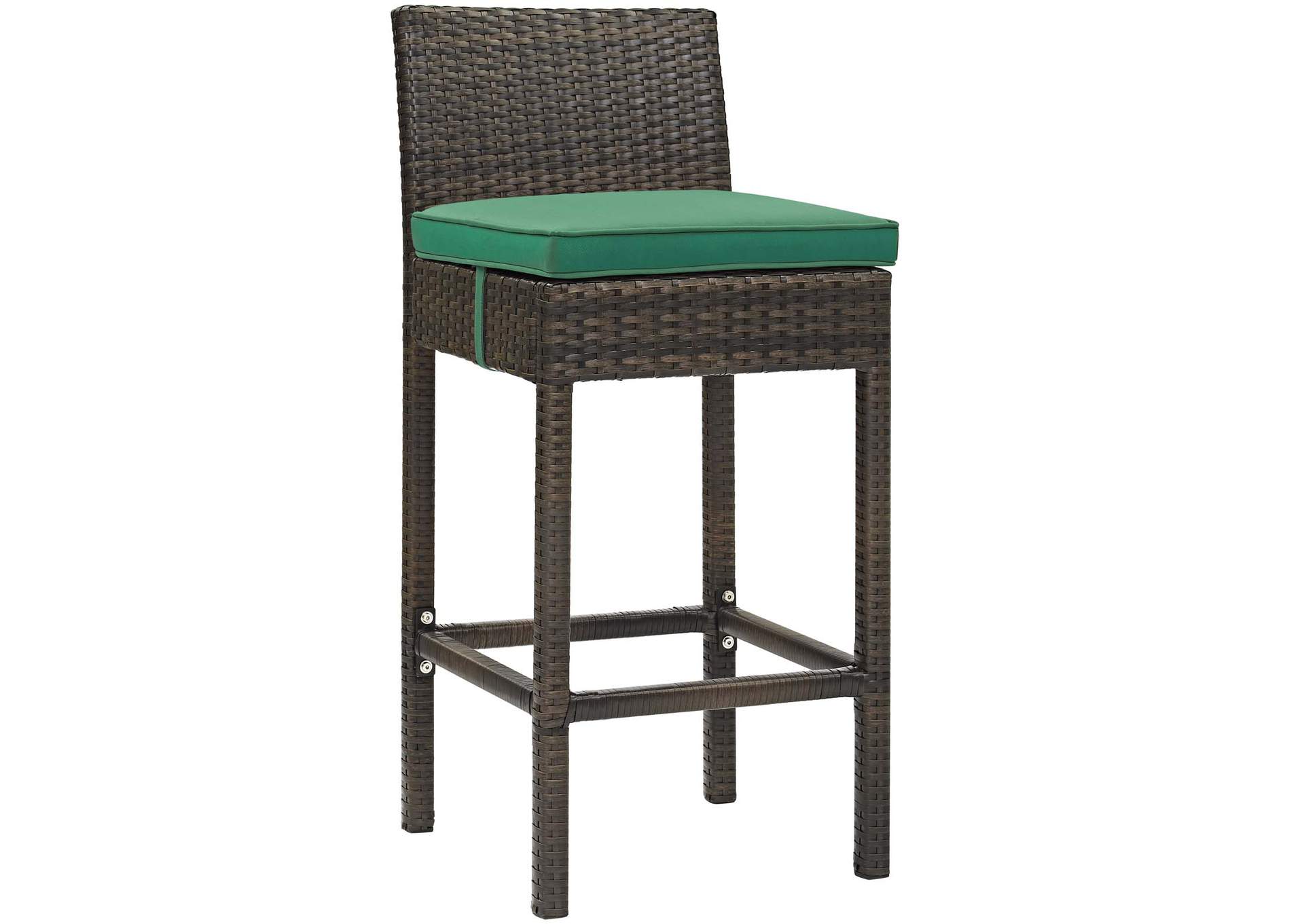 Brown Green Conduit Bar Stool Outdoor Patio Wicker Rattan [Set of 4],Modway