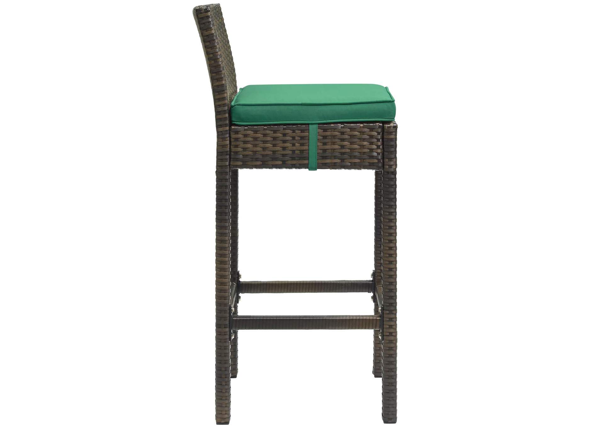 Brown Green Conduit Bar Stool Outdoor Patio Wicker Rattan [Set of 4],Modway