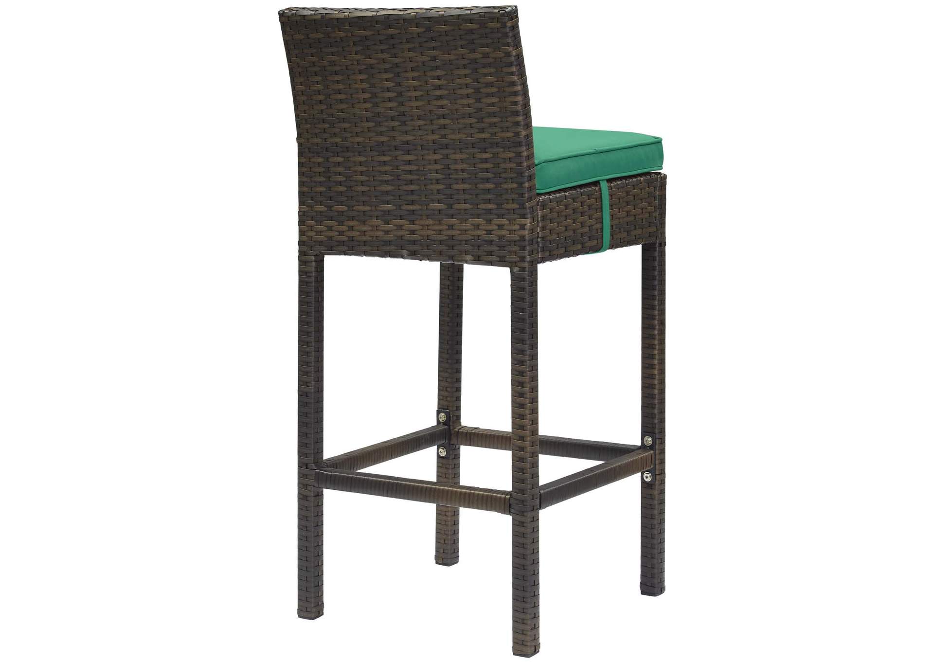 Brown Green Conduit Bar Stool Outdoor Patio Wicker Rattan [Set of 4],Modway