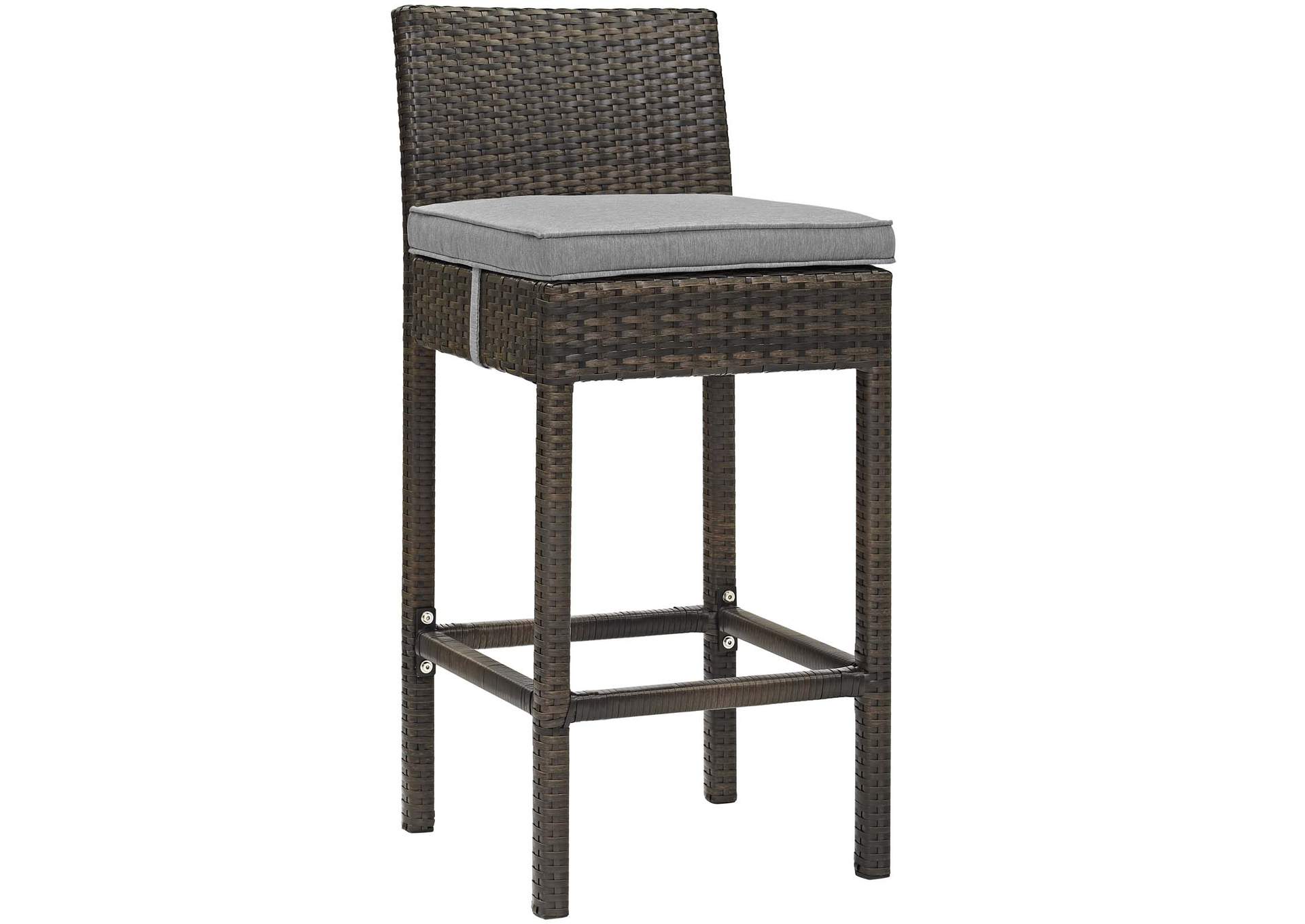 Brown Gray Conduit Bar Stool Outdoor Patio Wicker Rattan [Set of 4],Modway