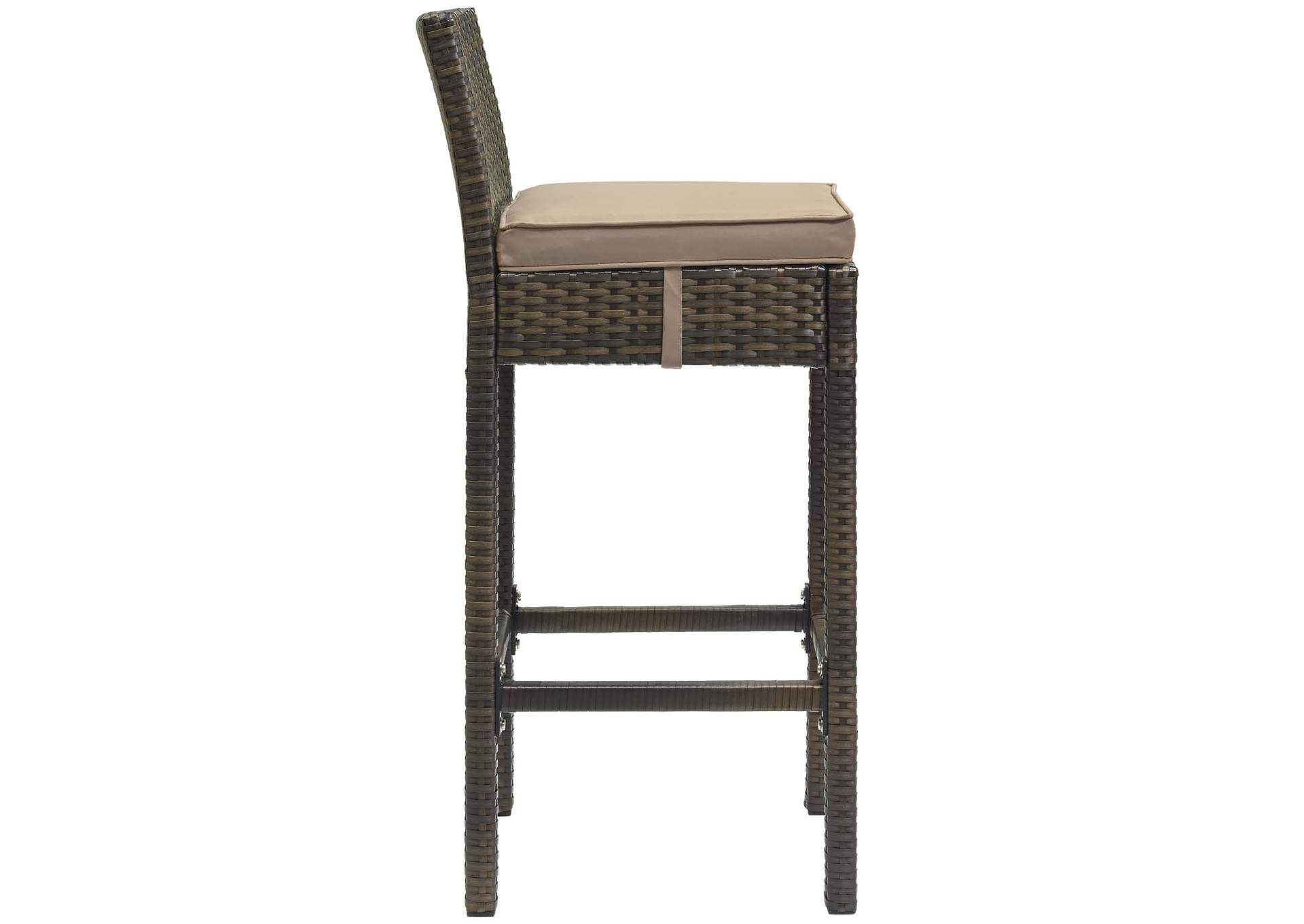 Brown Mocha Conduit Bar Stool Outdoor Patio Wicker Rattan [Set of 4],Modway