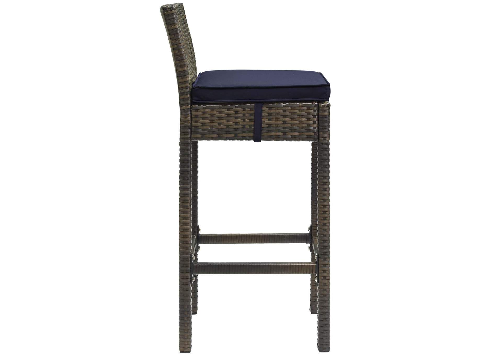 Brown Navy Conduit Bar Stool Outdoor Patio Wicker Rattan [Set of 4],Modway