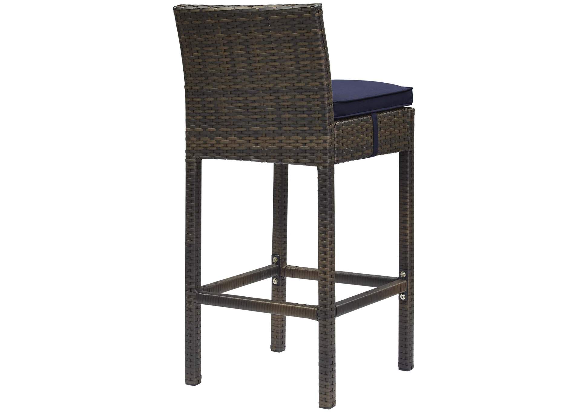Brown Navy Conduit Bar Stool Outdoor Patio Wicker Rattan [Set of 4],Modway
