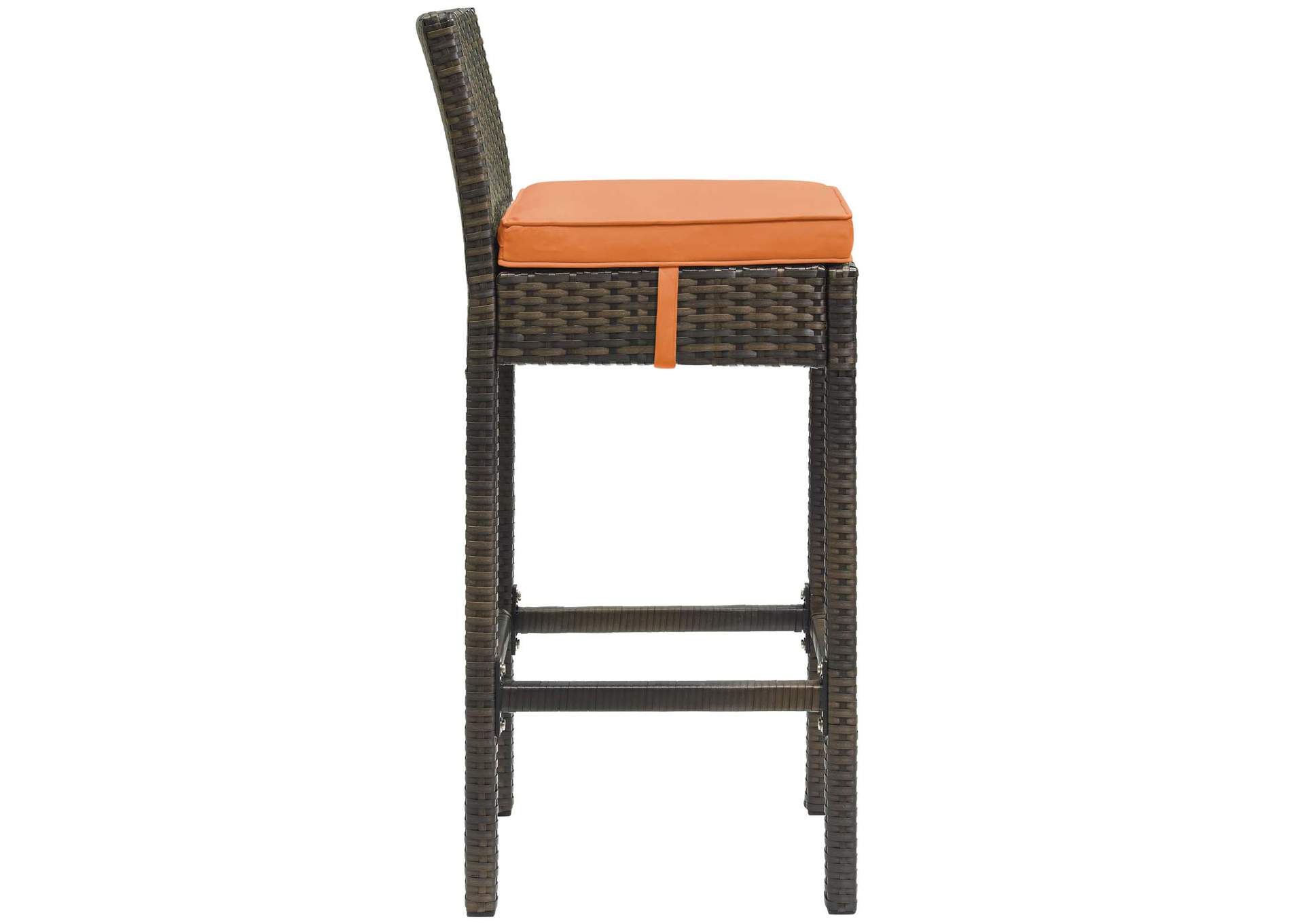 Brown Orange Conduit Bar Stool Outdoor Patio Wicker Rattan [Set of 4],Modway
