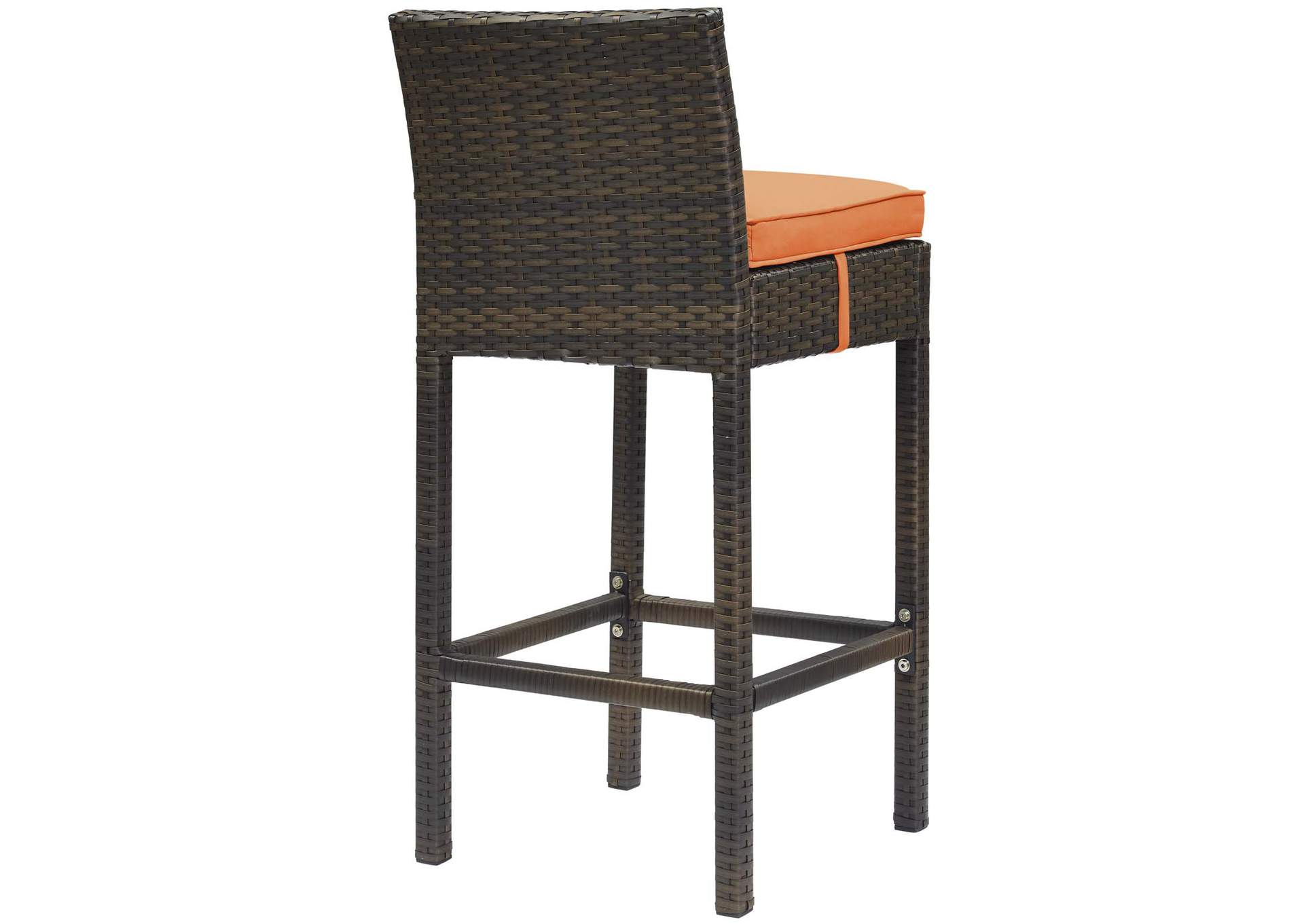 Brown Orange Conduit Bar Stool Outdoor Patio Wicker Rattan [Set of 4],Modway