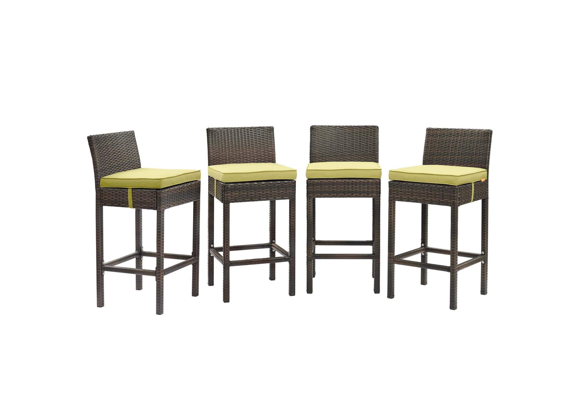 Brown Peridot Conduit Bar Stool Outdoor Patio Wicker Rattan [Set of 4],Modway