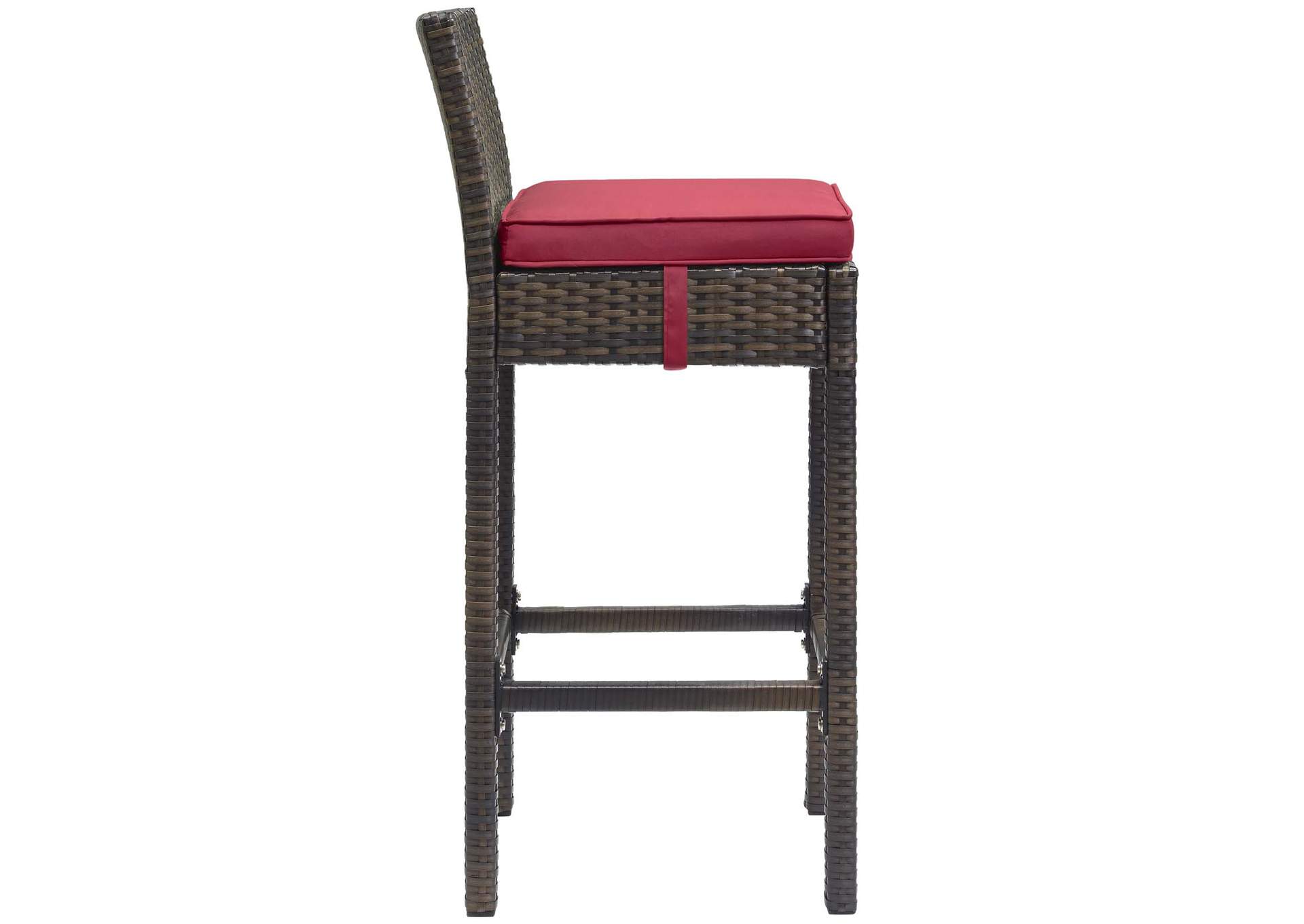 Brown Red Conduit Bar Stool Outdoor Patio Wicker Rattan [Set of 4],Modway