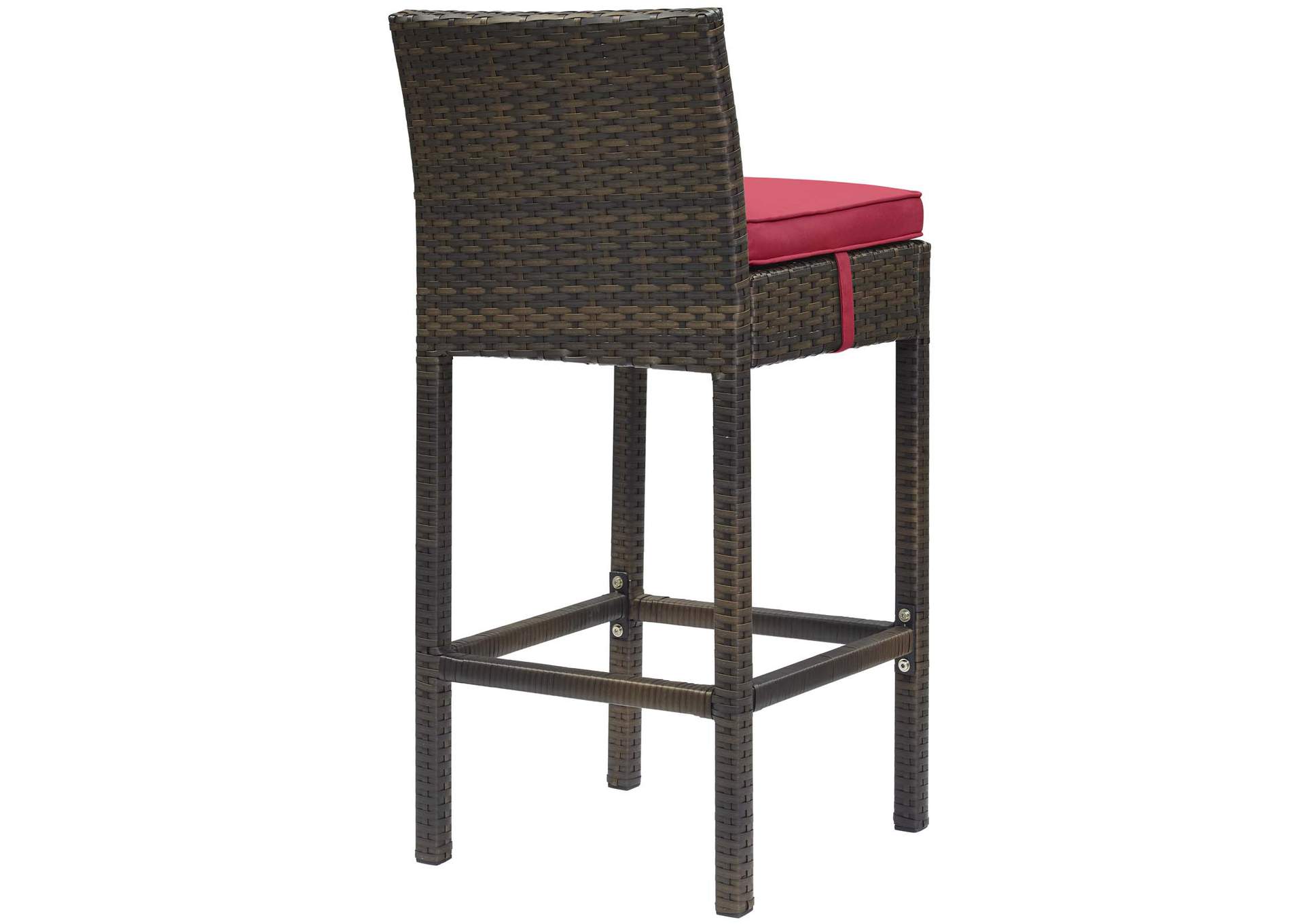 Brown Red Conduit Bar Stool Outdoor Patio Wicker Rattan [Set of 4],Modway