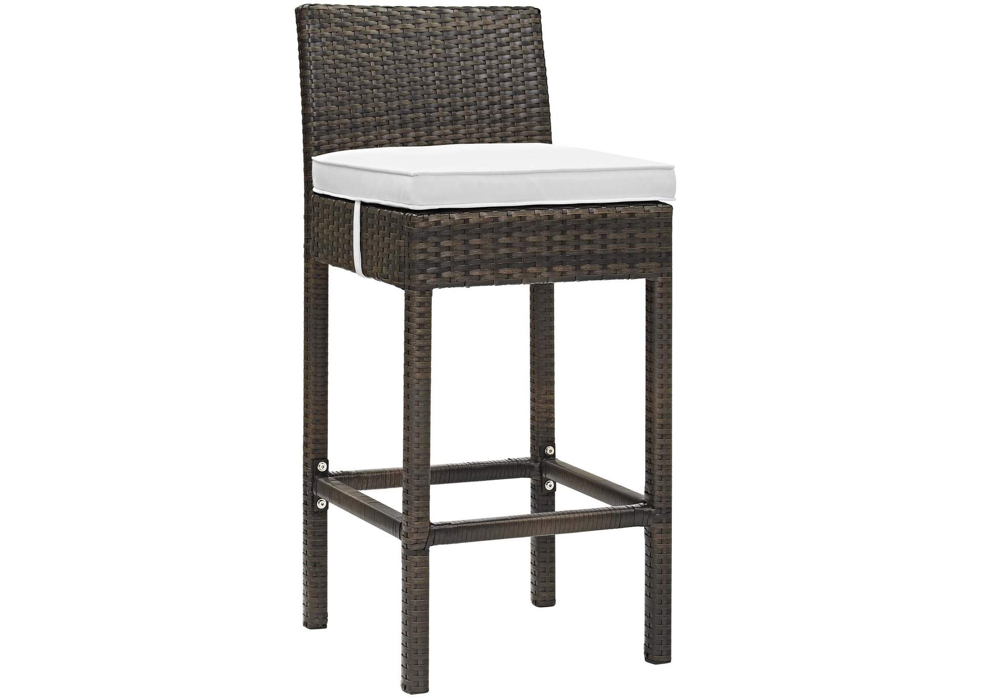 Brown White Conduit Bar Stool Outdoor Patio Wicker Rattan [Set of 4],Modway
