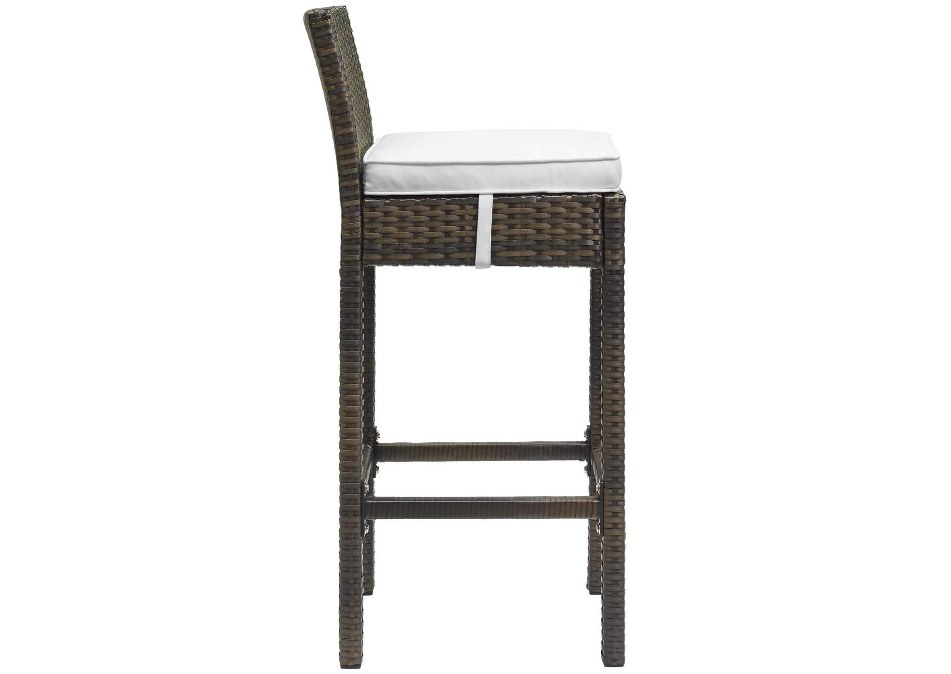 Brown White Conduit Bar Stool Outdoor Patio Wicker Rattan [Set of 4],Modway