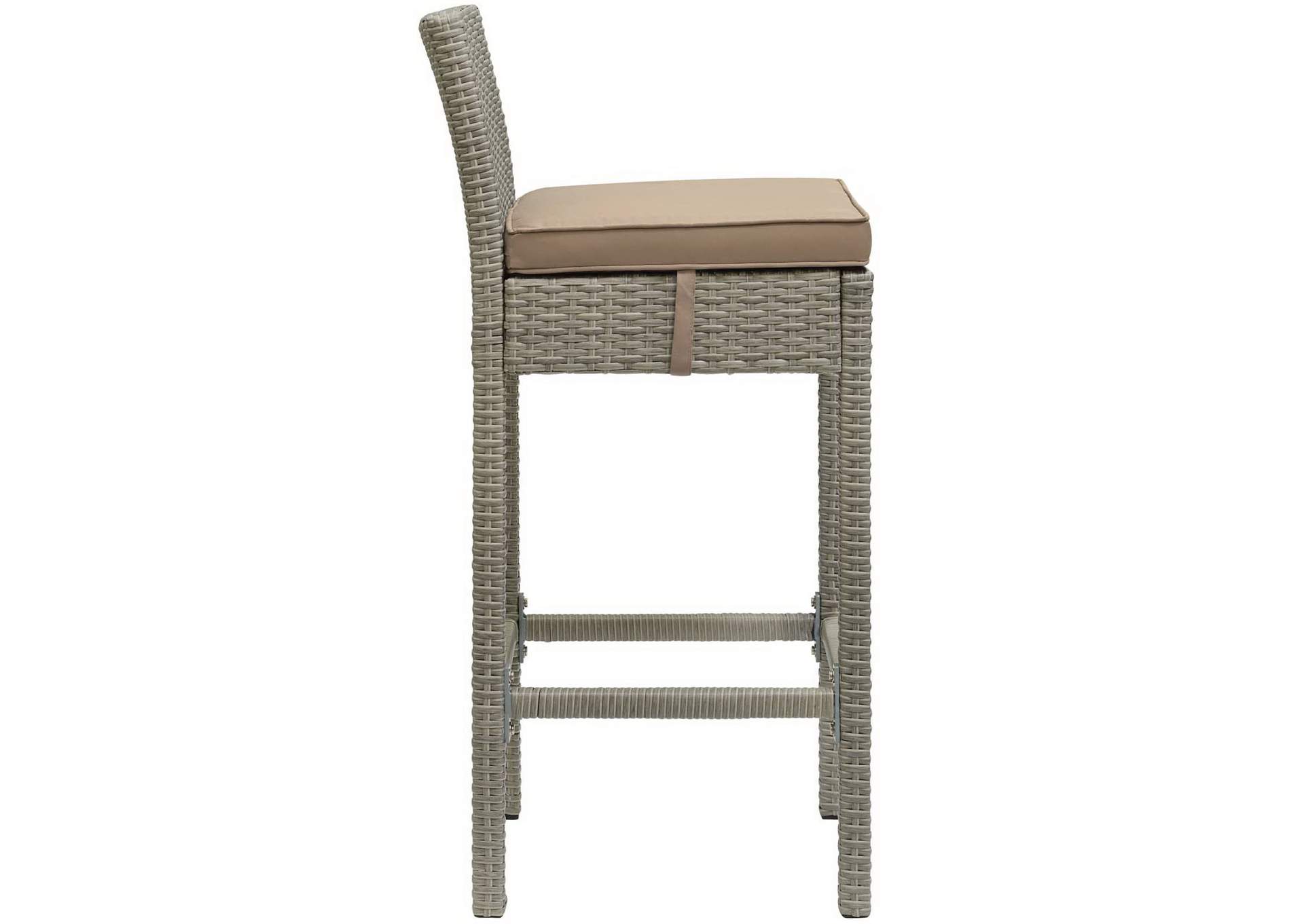 Light Gray Mocha Conduit Bar Stool Outdoor Patio Wicker Rattan [Set of 4],Modway
