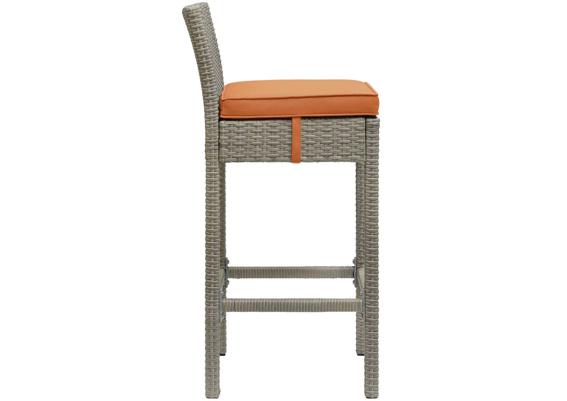 Light Gray Orange Conduit Bar Stool Outdoor Patio Wicker Rattan [Set of 4],Modway
