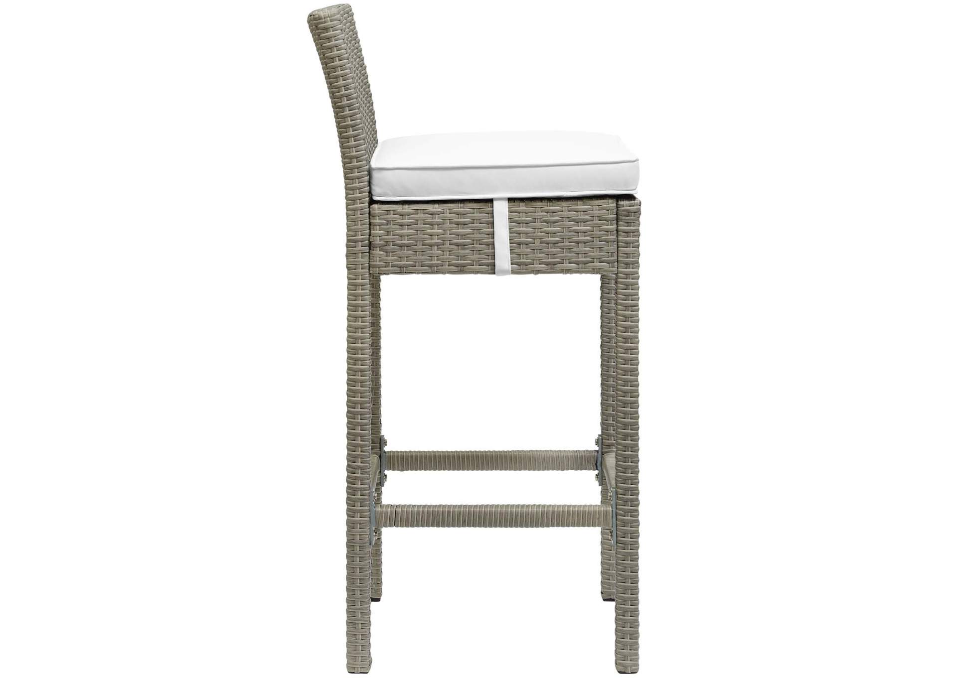 Light Gray White Conduit Bar Stool Outdoor Patio Wicker Rattan [Set of 4],Modway