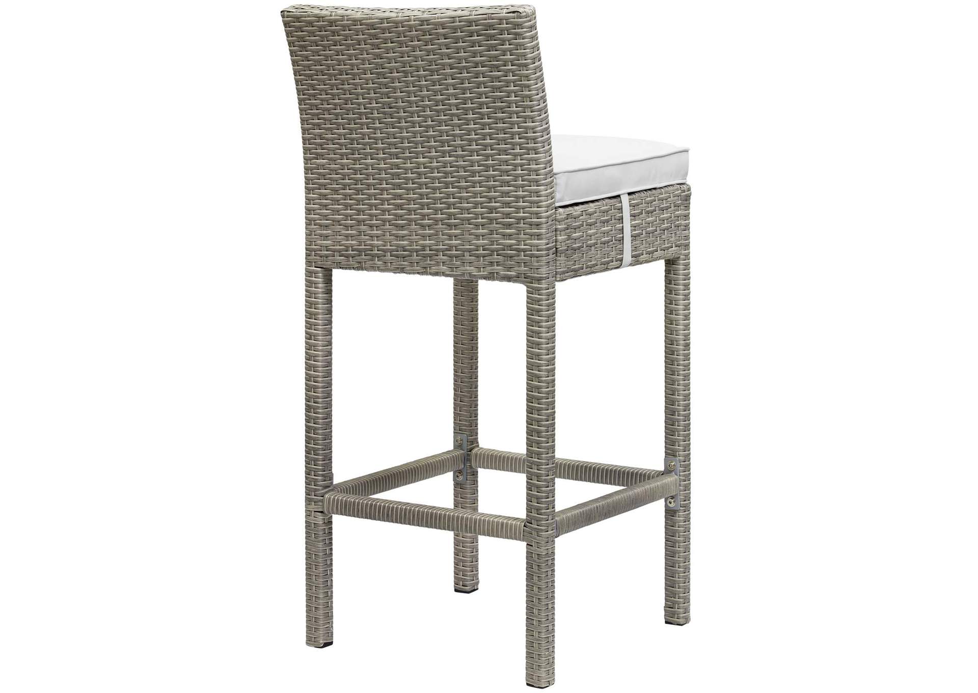 Light Gray White Conduit Bar Stool Outdoor Patio Wicker Rattan [Set of 4],Modway