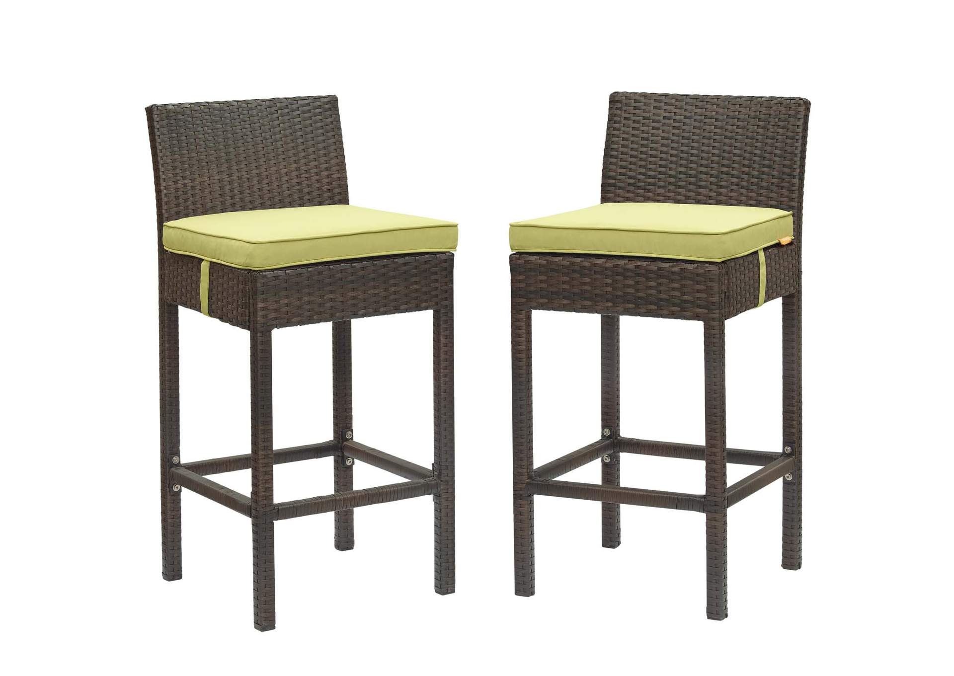 Brown Peridot Conduit Bar Stool Outdoor Patio Wicker Rattan [Set of 2],Modway