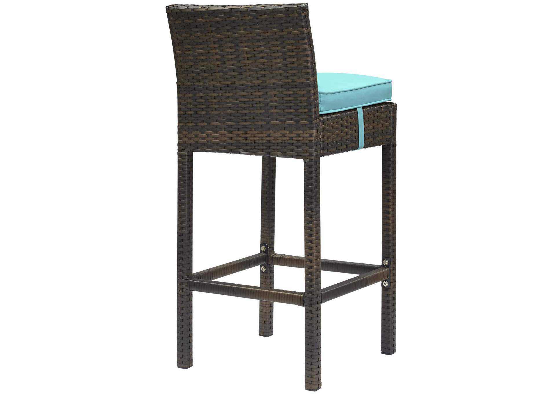 Brown Turquoise Conduit Bar Stool Outdoor Patio Wicker Rattan [Set of 2],Modway