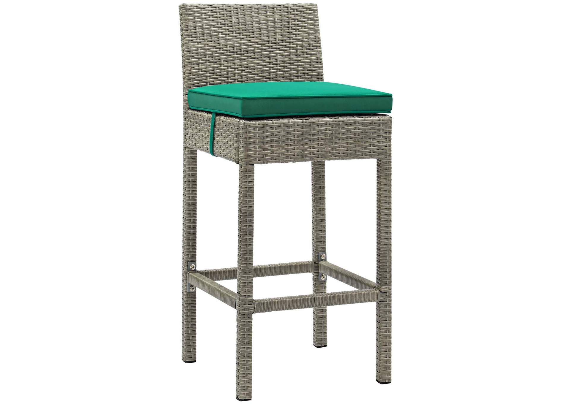 Light Gray Green Conduit Bar Stool Outdoor Patio Wicker Rattan [Set of 2],Modway
