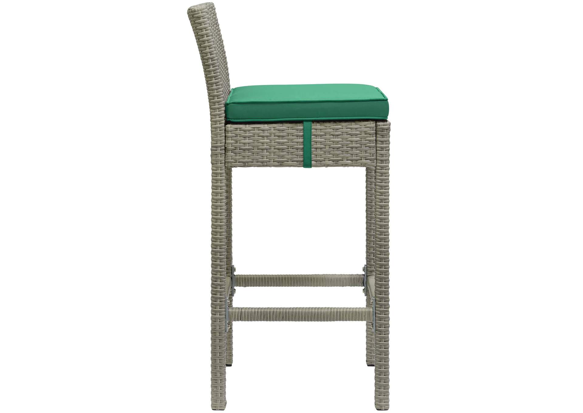 Light Gray Green Conduit Bar Stool Outdoor Patio Wicker Rattan [Set of 2],Modway