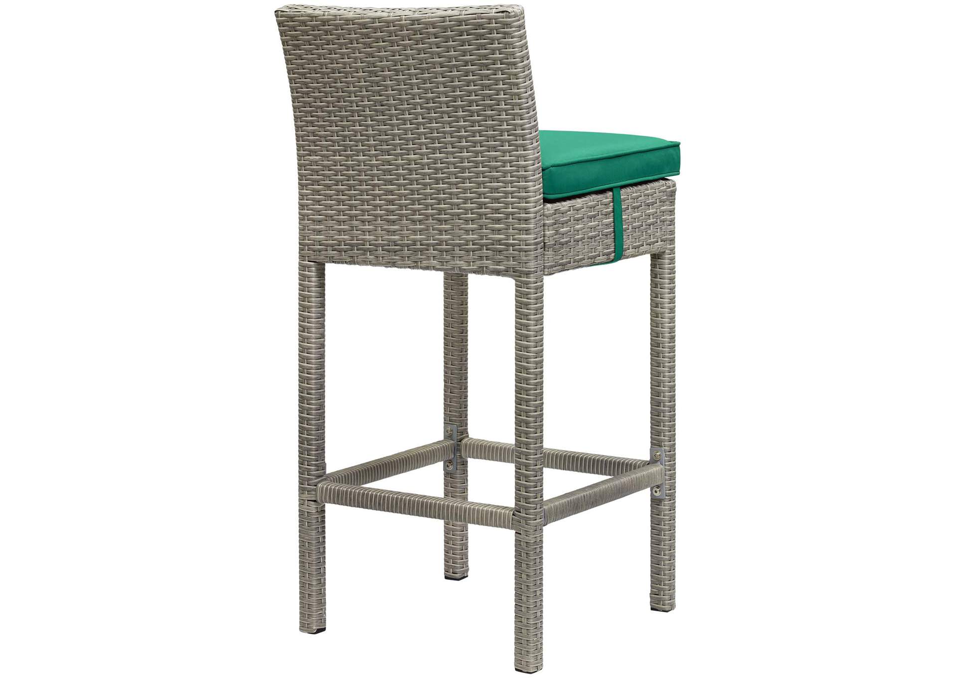 Light Gray Green Conduit Bar Stool Outdoor Patio Wicker Rattan [Set of 2],Modway