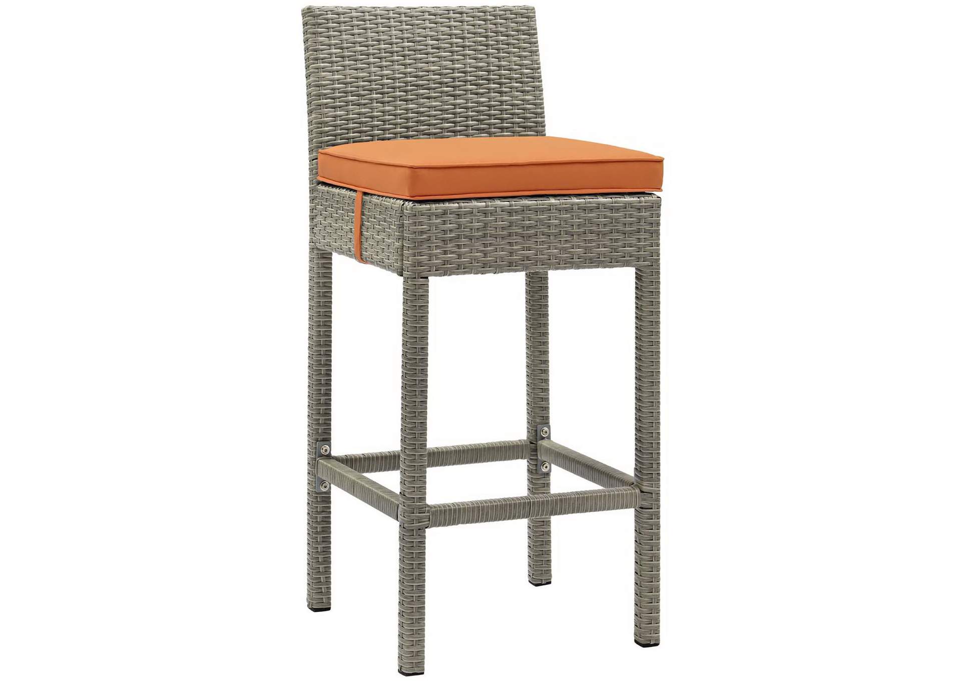 Light Gray Orange Conduit Bar Stool Outdoor Patio Wicker Rattan [Set of 2],Modway