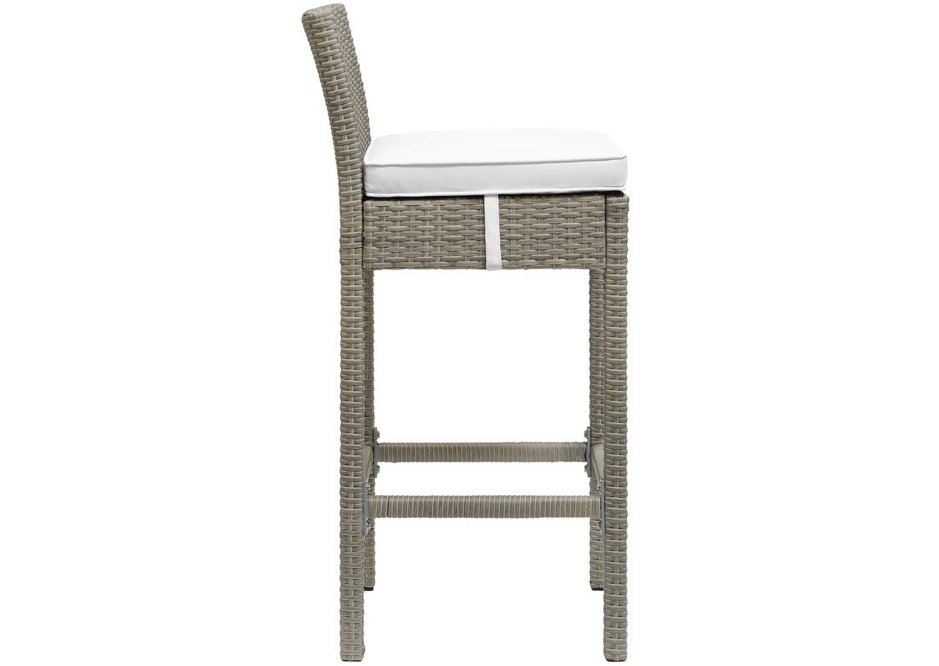 Light Gray White Conduit Bar Stool Outdoor Patio Wicker Rattan [Set of 2],Modway