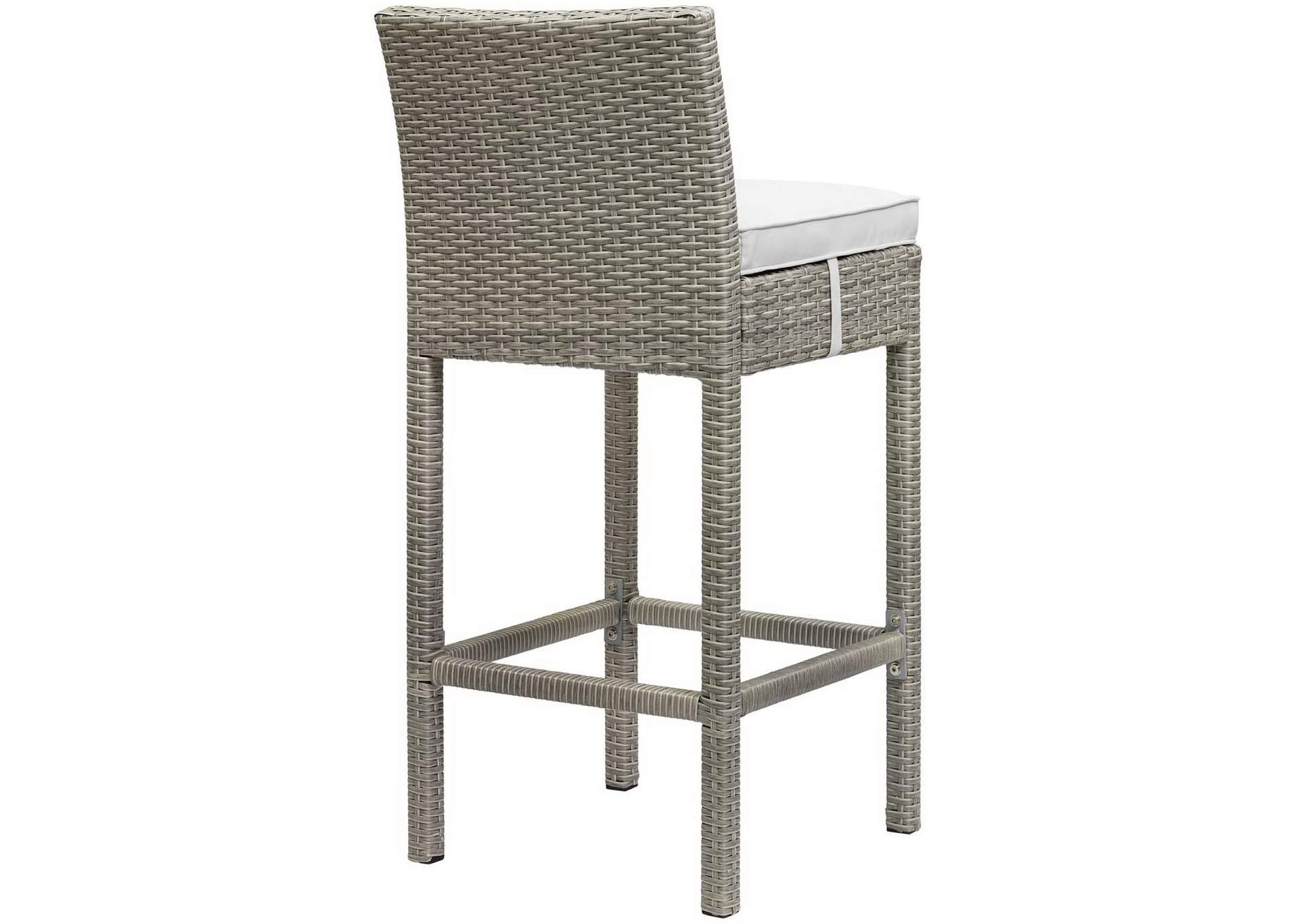 Light Gray White Conduit Bar Stool Outdoor Patio Wicker Rattan [Set of 2],Modway