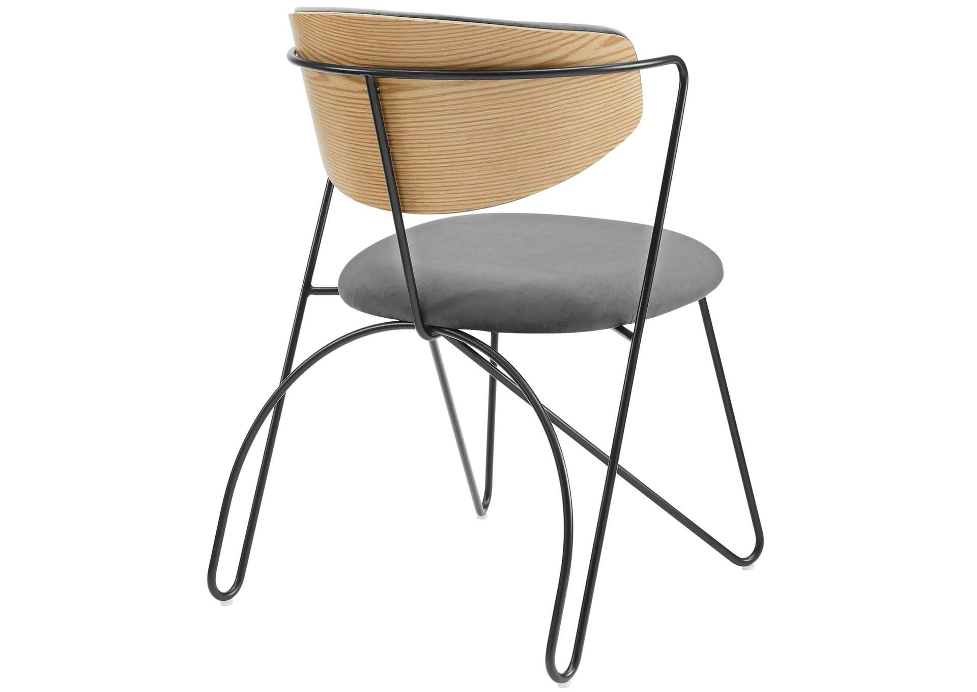 Black Gray Prevail Black Frame Dining and Accent Performance Velvet Chair,Modway