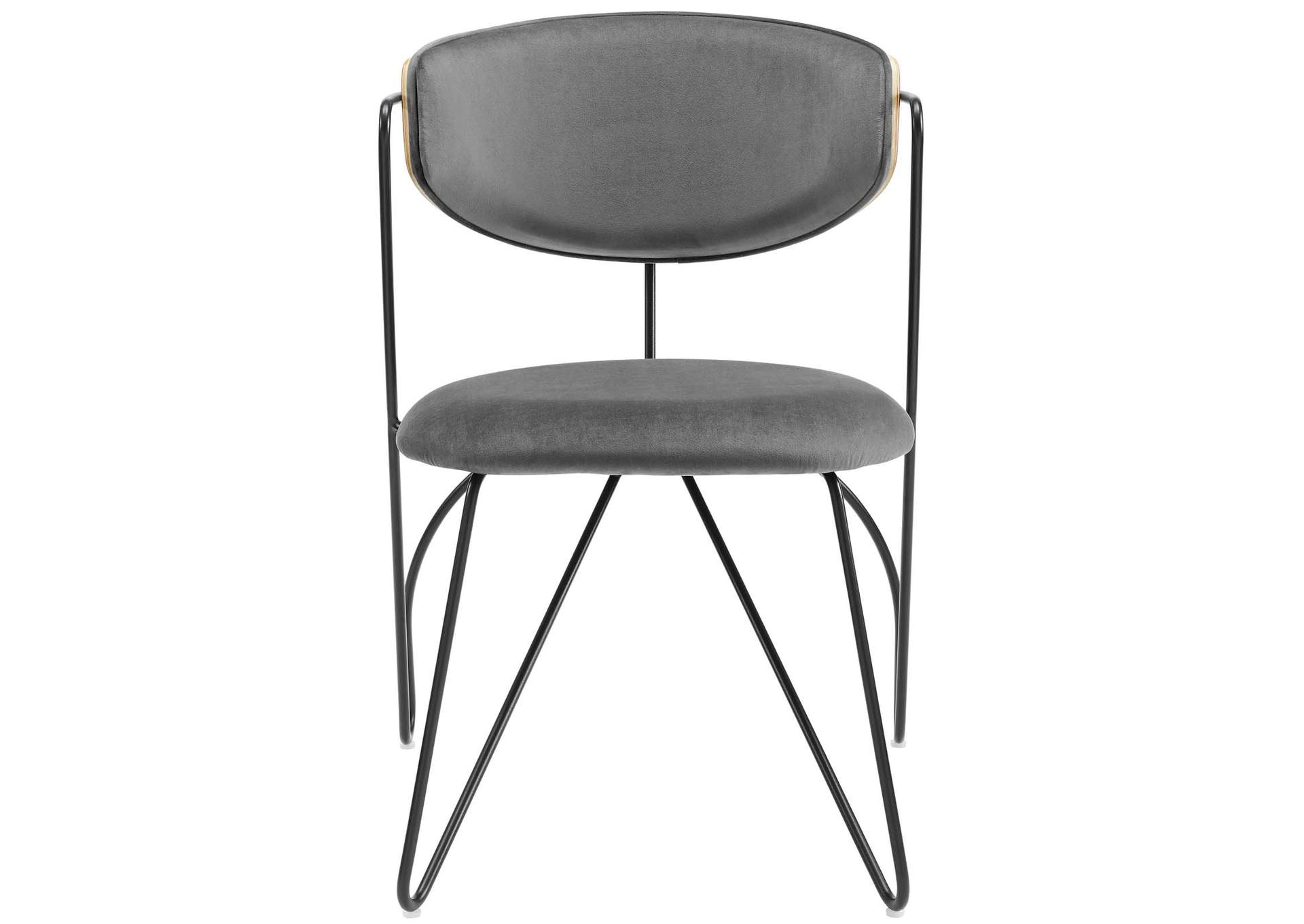 Black Gray Prevail Black Frame Dining and Accent Performance Velvet Chair,Modway