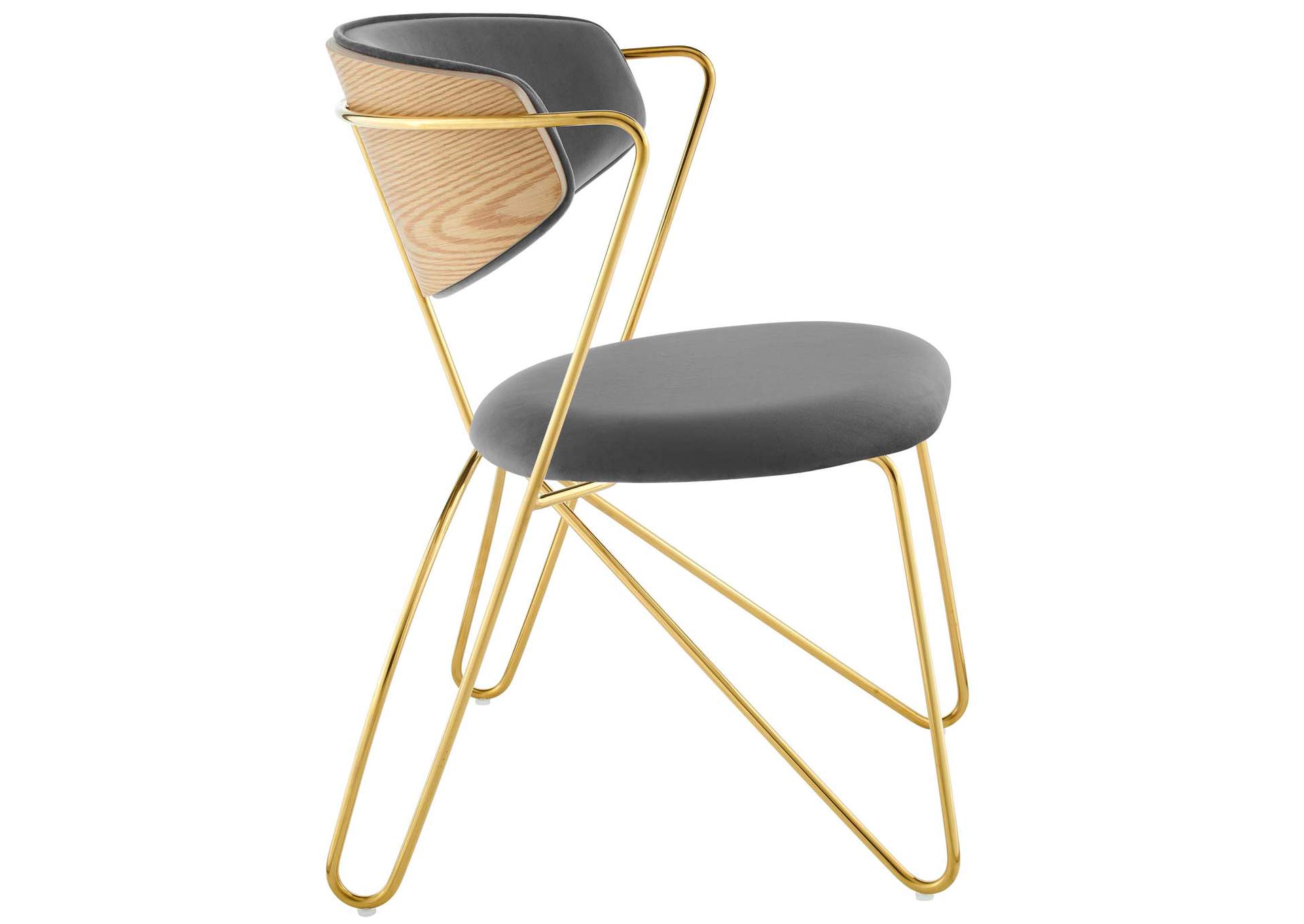 Gold Gray Prevail Gold Stainless Steel Dining and Accent Performance Velvet Chair,Modway