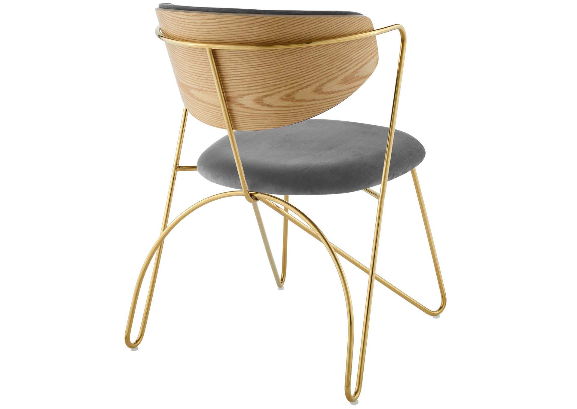 Gold Gray Prevail Gold Stainless Steel Dining and Accent Performance Velvet Chair,Modway