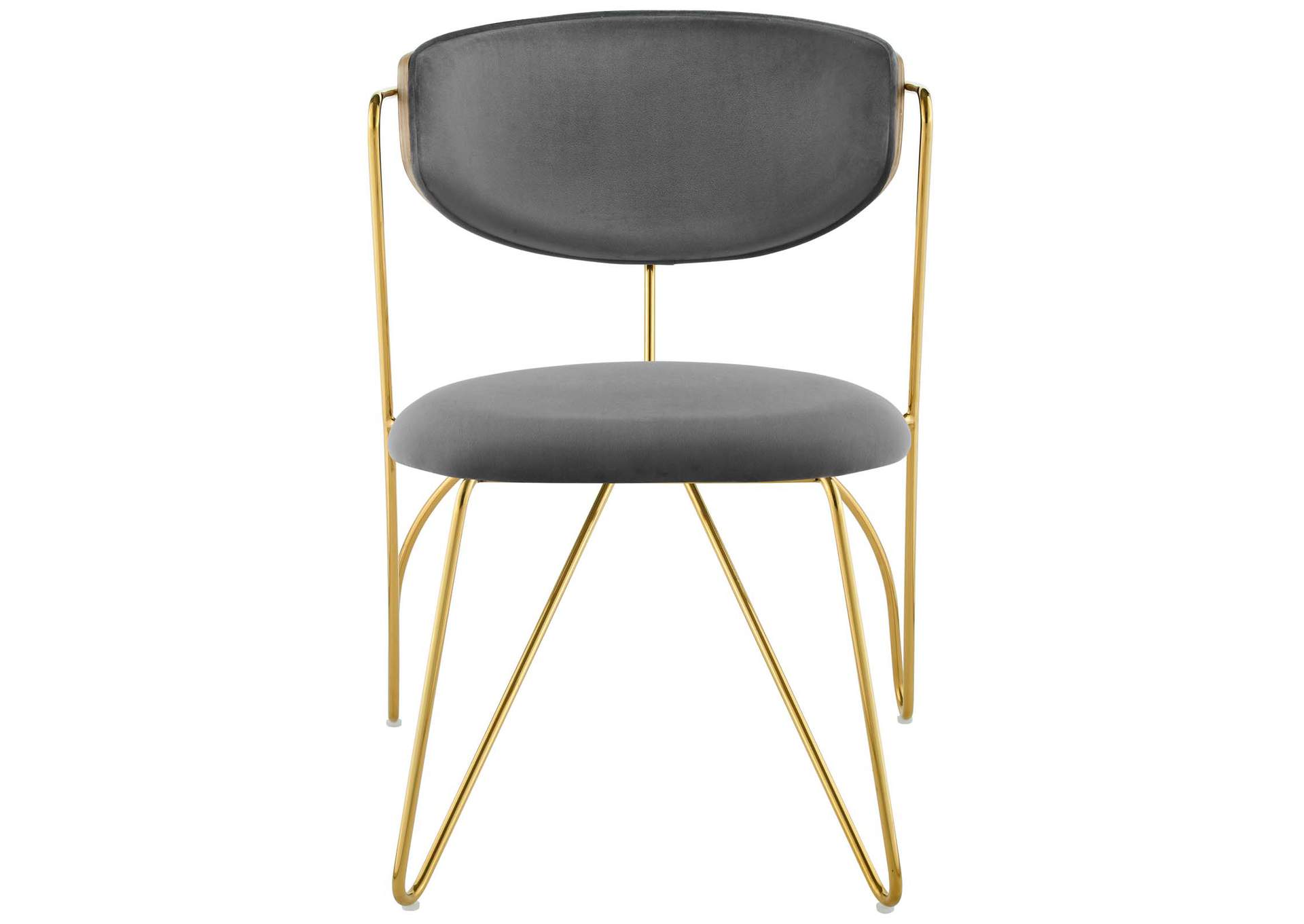 Gold Gray Prevail Gold Stainless Steel Dining and Accent Performance Velvet Chair,Modway