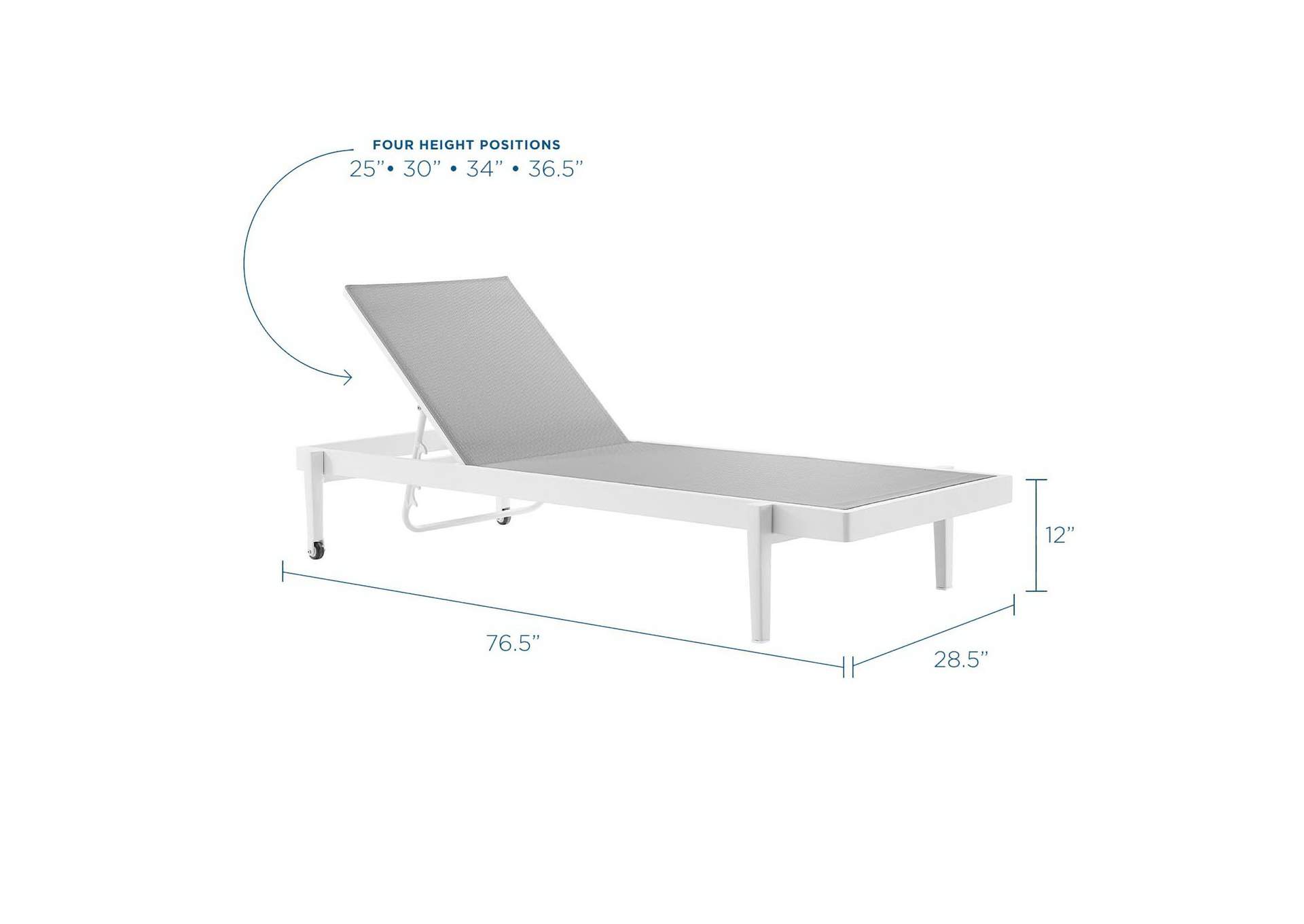 White Gray Charleston Outdoor Patio Chaise Lounge Chair,Modway