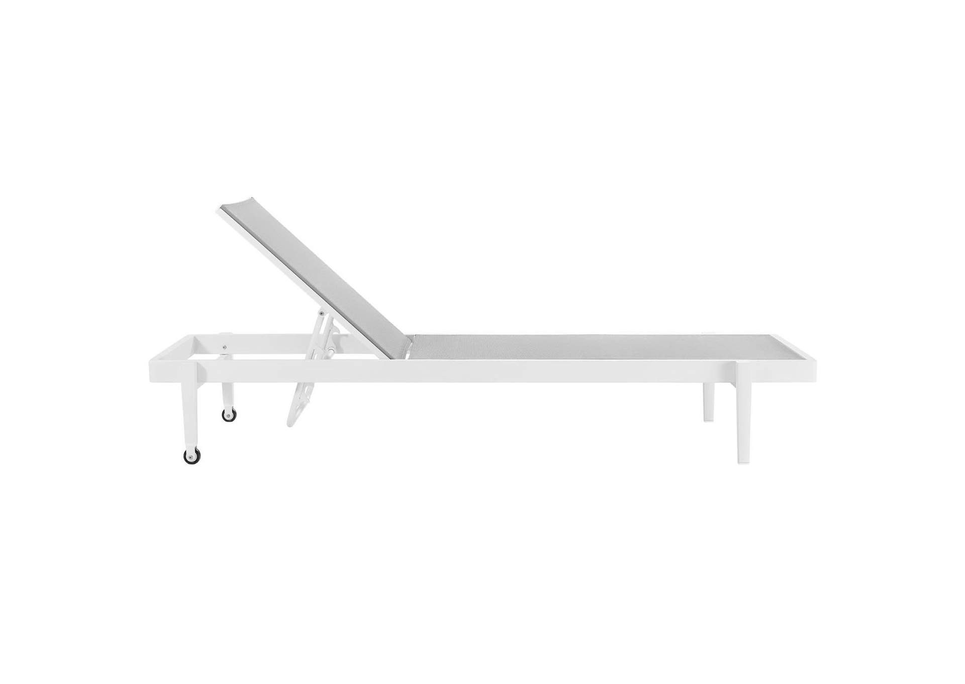 White Gray Charleston Outdoor Patio Chaise Lounge Chair,Modway