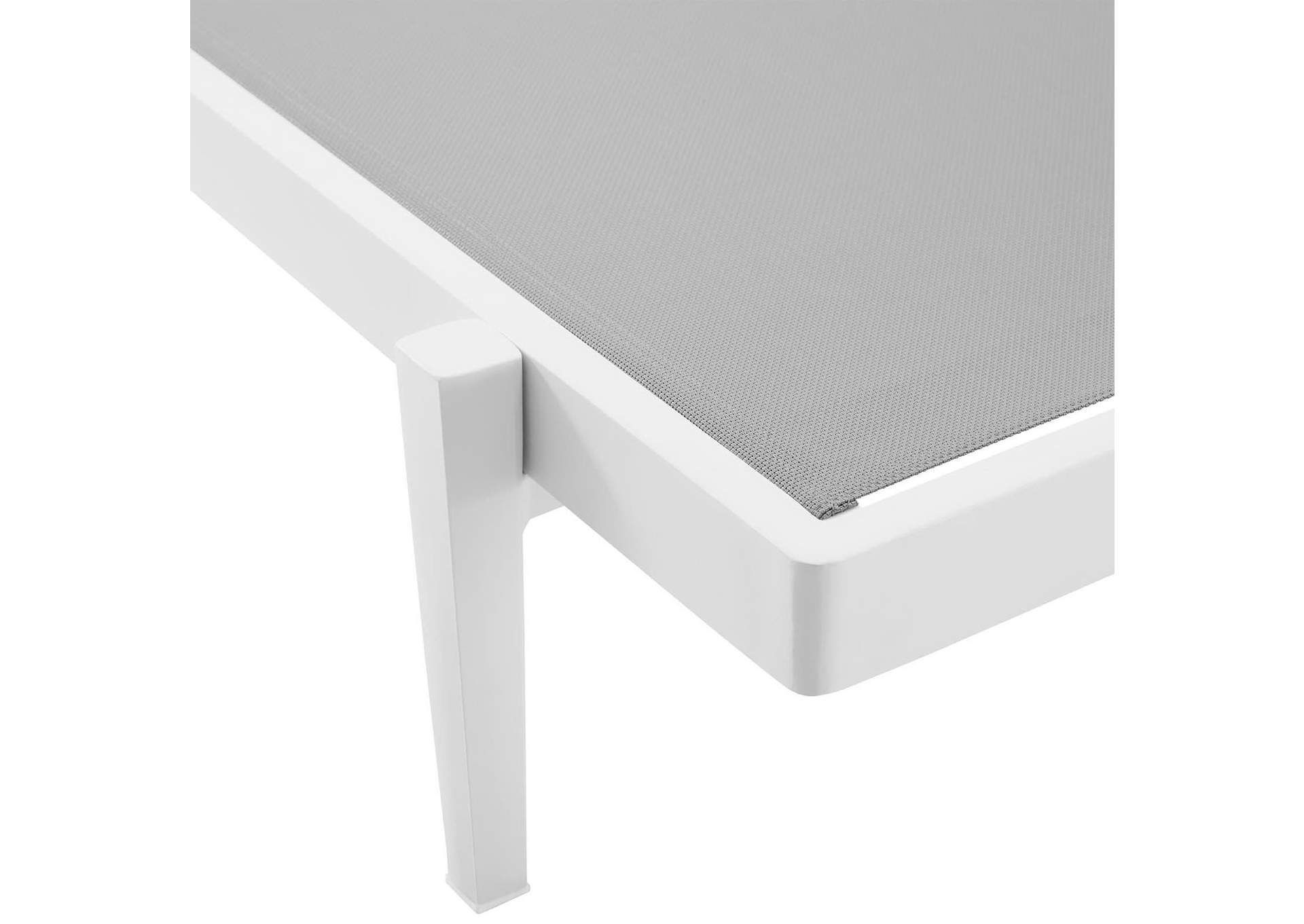 White Gray Charleston Outdoor Patio Chaise Lounge Chair,Modway